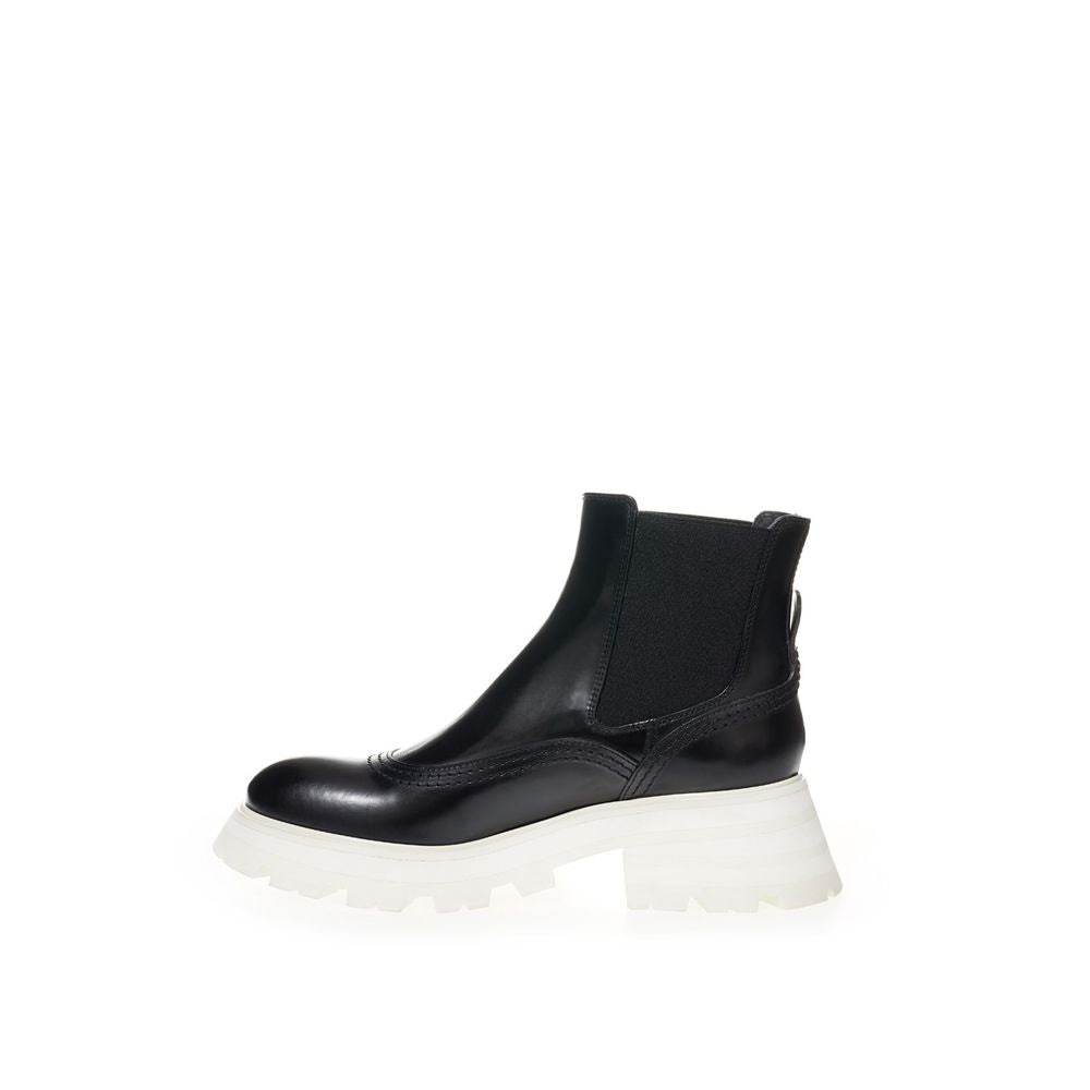 Bottes Chelsea en cuir noir Alexander McQueen