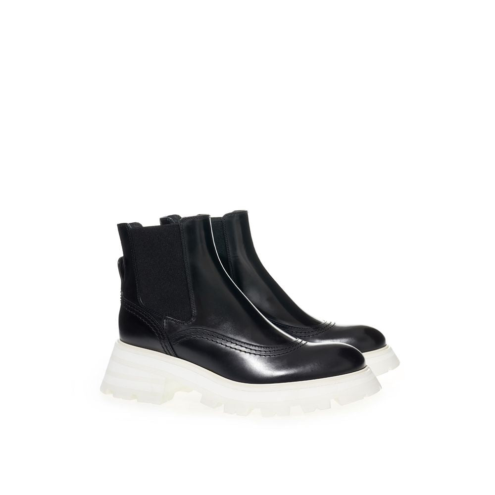 Bottes Chelsea en cuir noir Alexander McQueen
