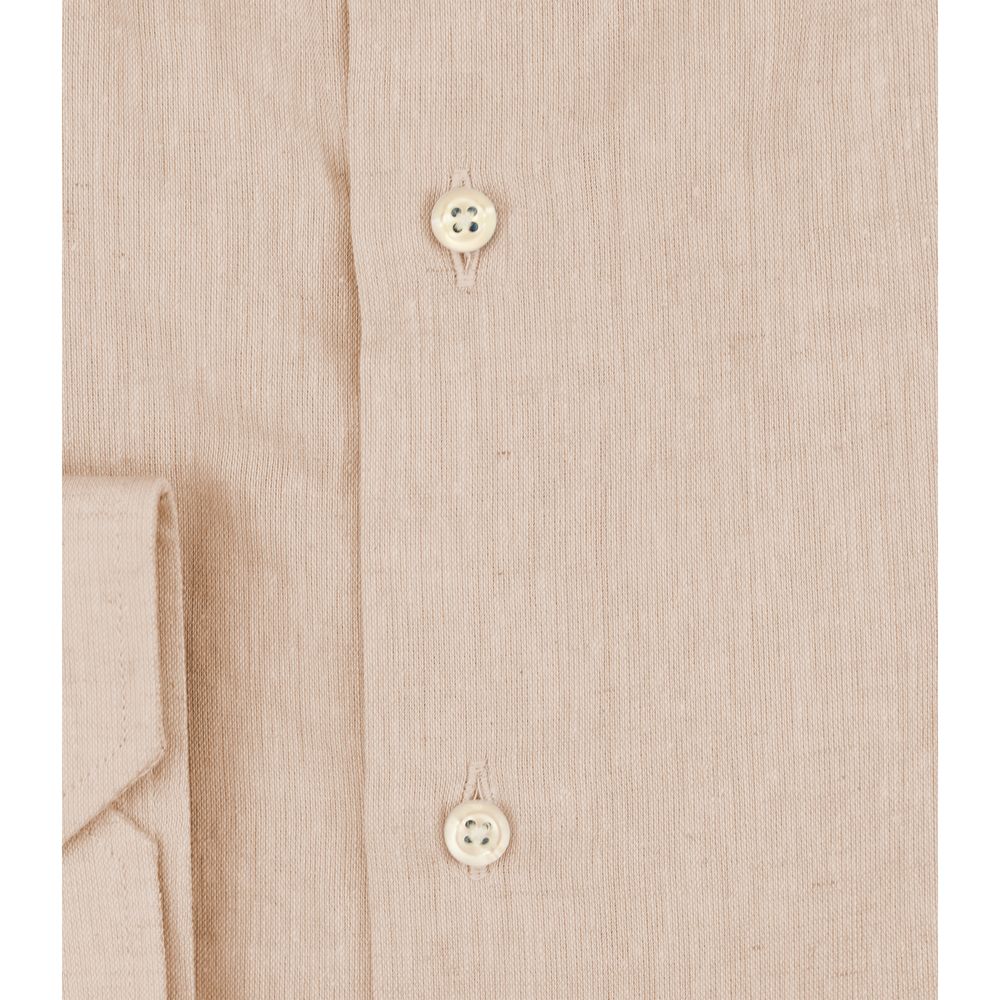Bagutta Beige Leinen Herrenhemd