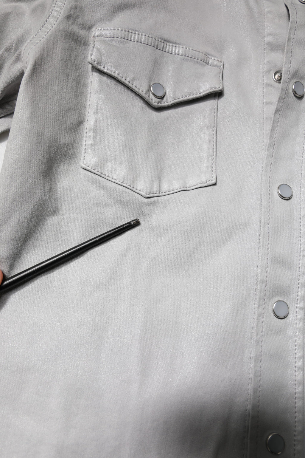 Dolce & Gabbana Metallic Gray Cotton Button Down Shirt