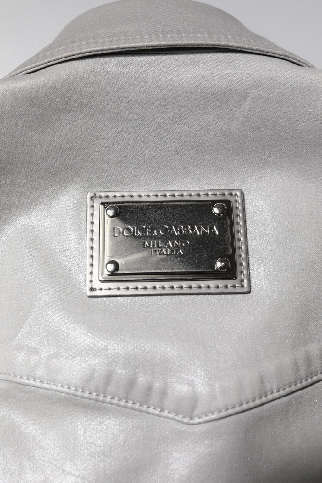 Chemise boutonnée en coton gris métallisé Dolce & Gabbana