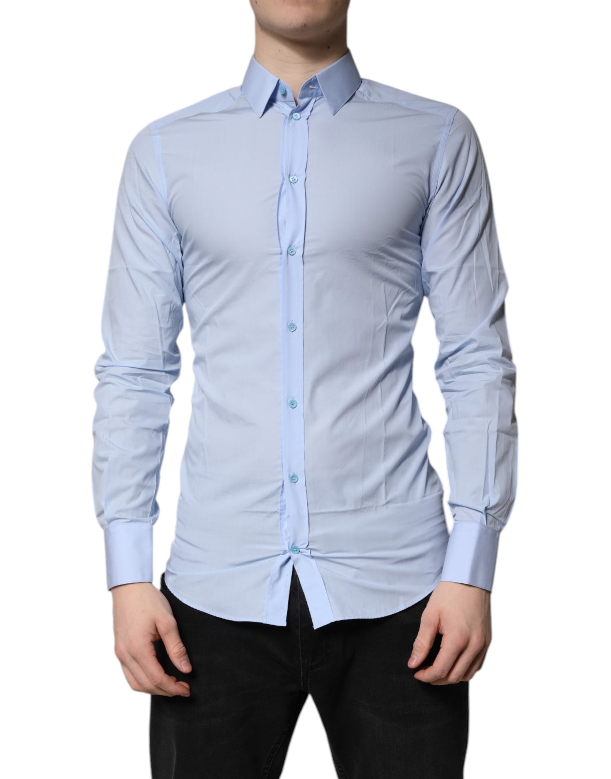 Chemise habillée Dolce & Gabbana en coton doré bleu clair