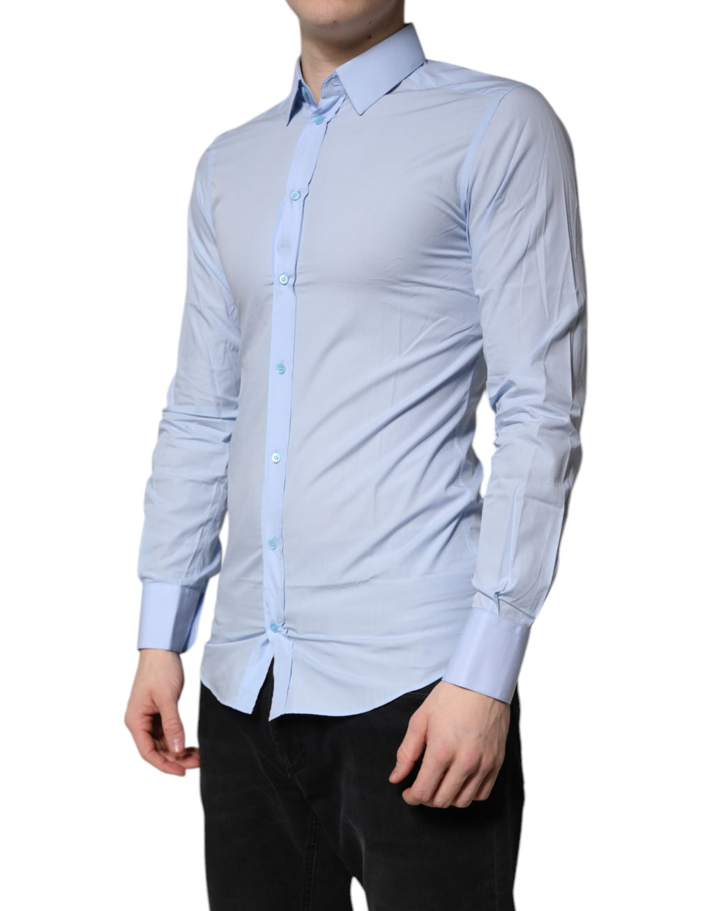 Chemise habillée Dolce & Gabbana en coton doré bleu clair