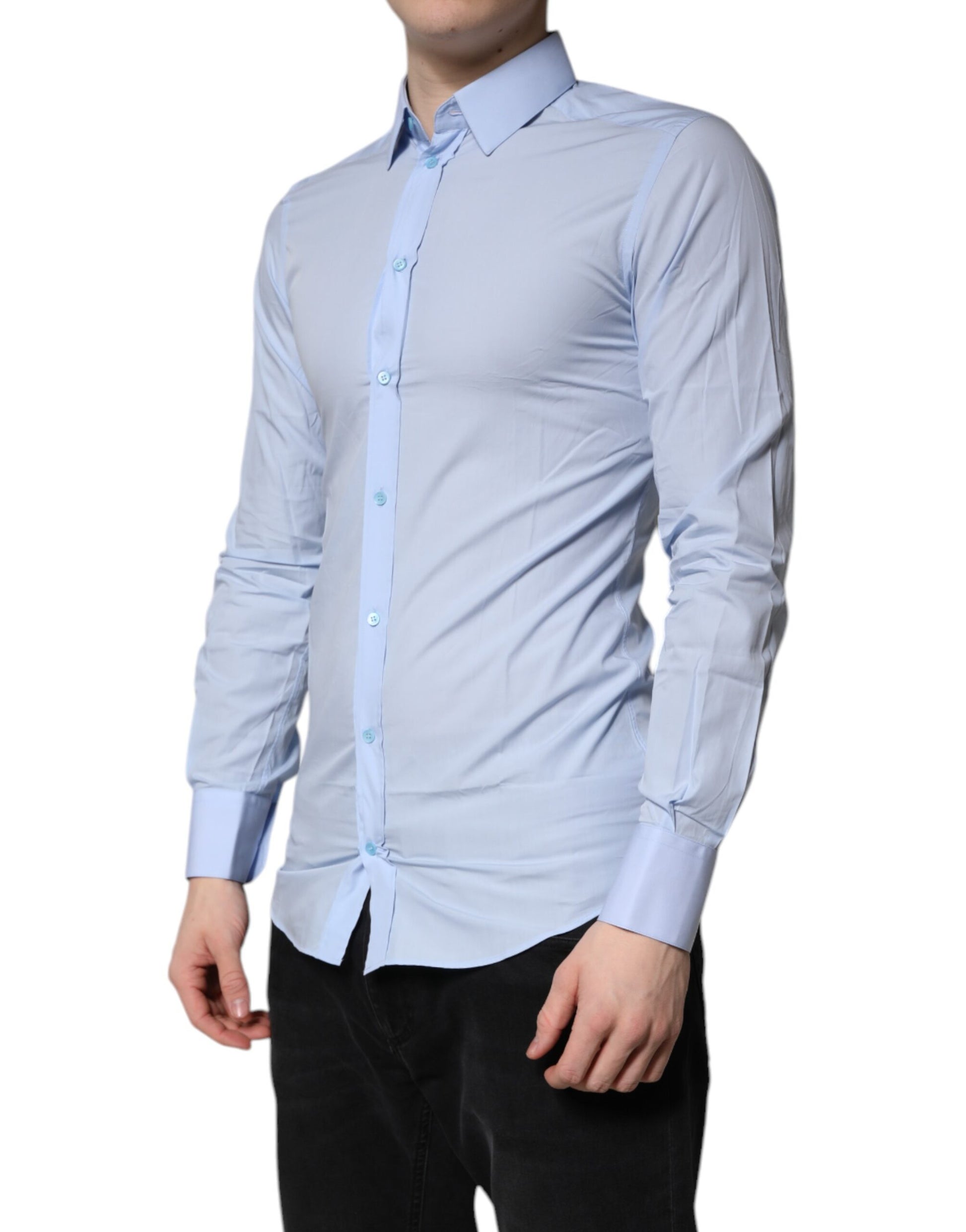 Chemise habillée Dolce & Gabbana en coton doré bleu clair