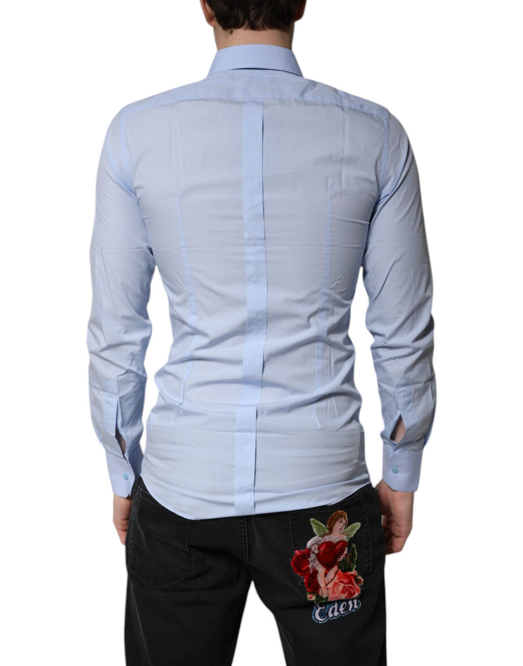 Chemise habillée Dolce & Gabbana en coton doré bleu clair