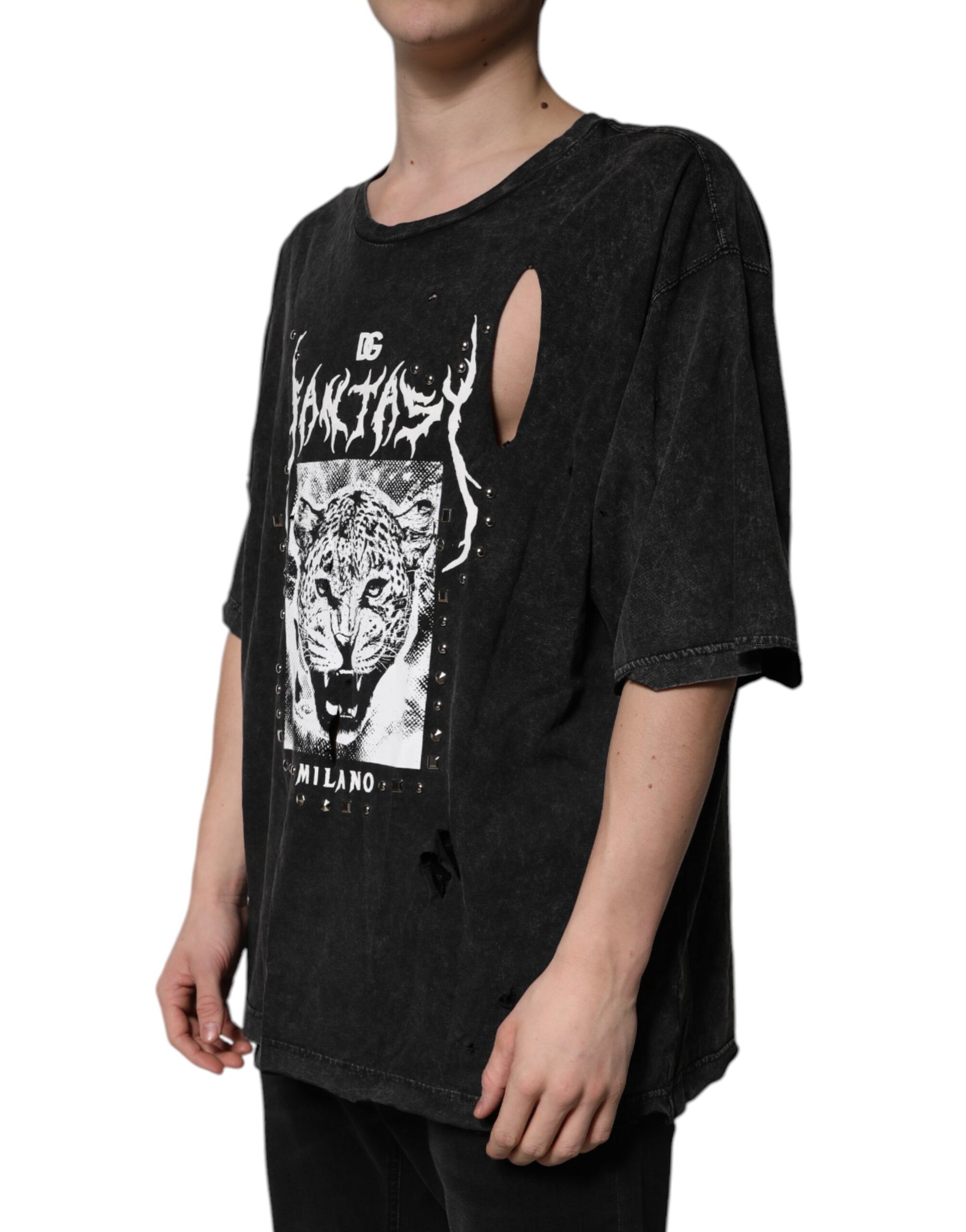 T-shirt Dolce & Gabbana en coton noir à imprimé graphique et col ras du cou