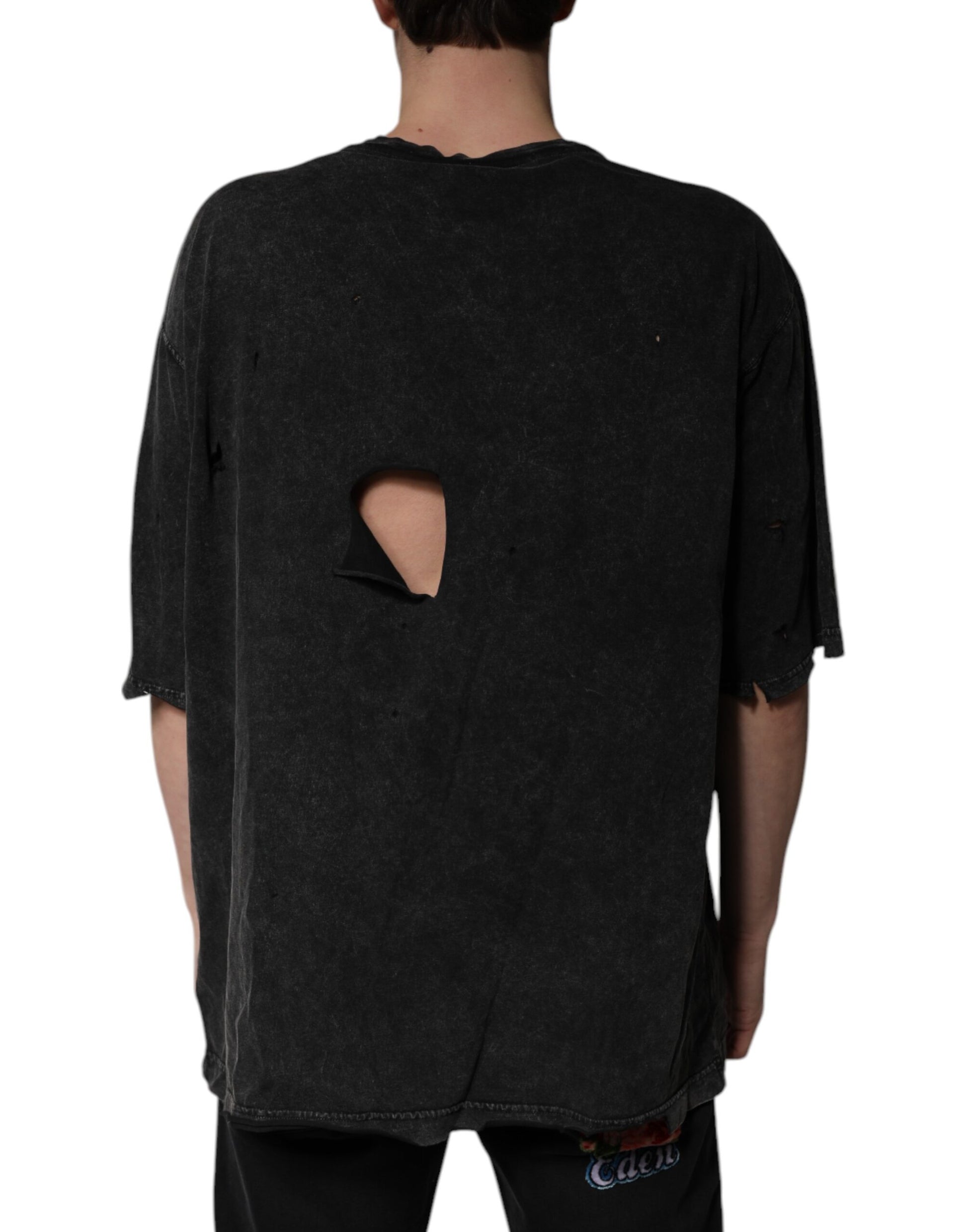 T-shirt Dolce & Gabbana en coton noir à imprimé graphique et col ras du cou