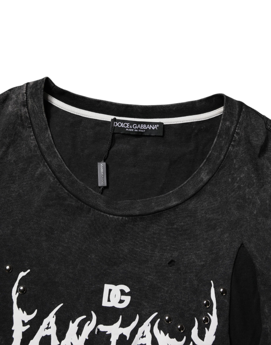 T-shirt Dolce & Gabbana en coton noir à imprimé graphique et col ras du cou