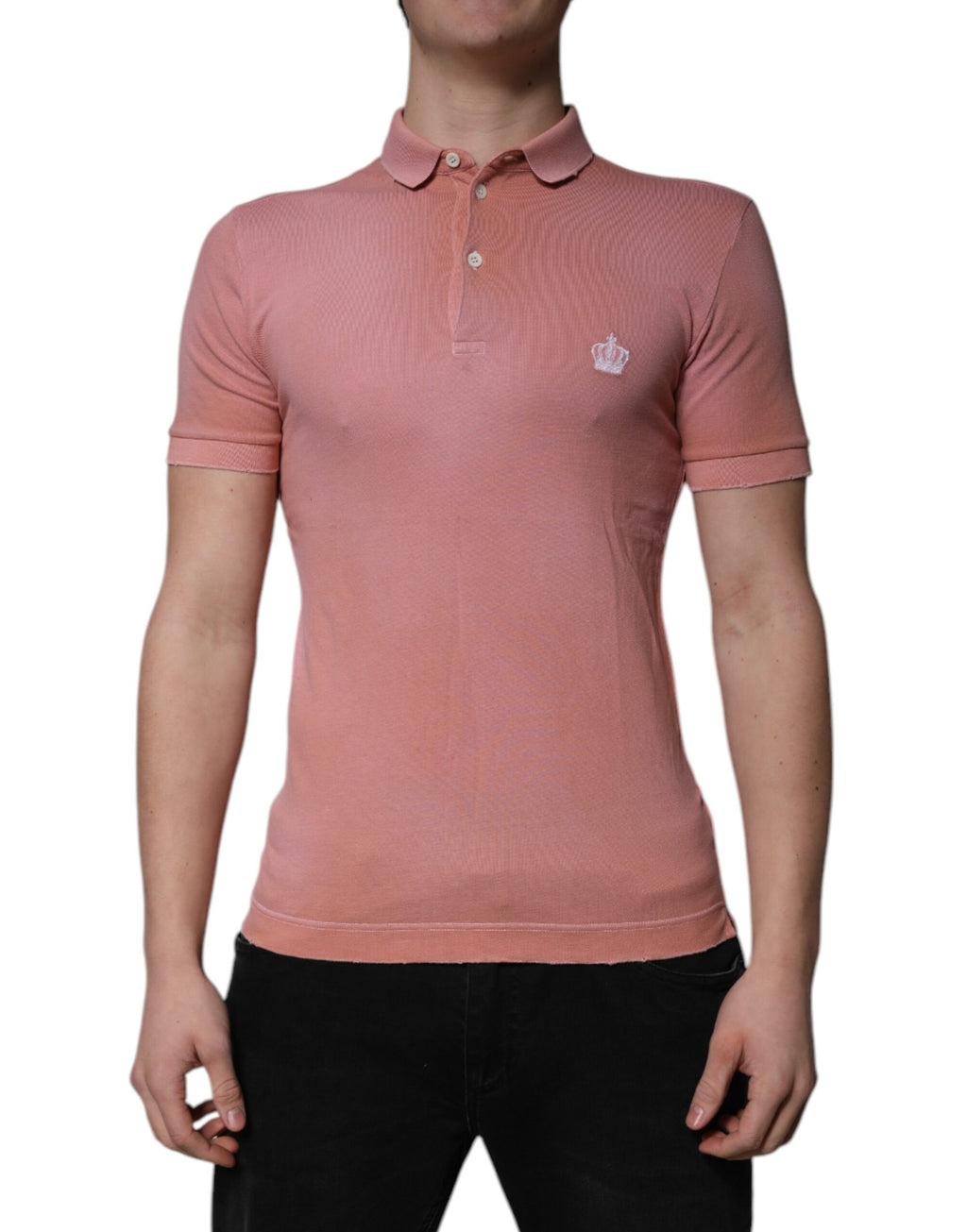 T-shirt polo Dolce & Gabbana en coton rose avec col couronne