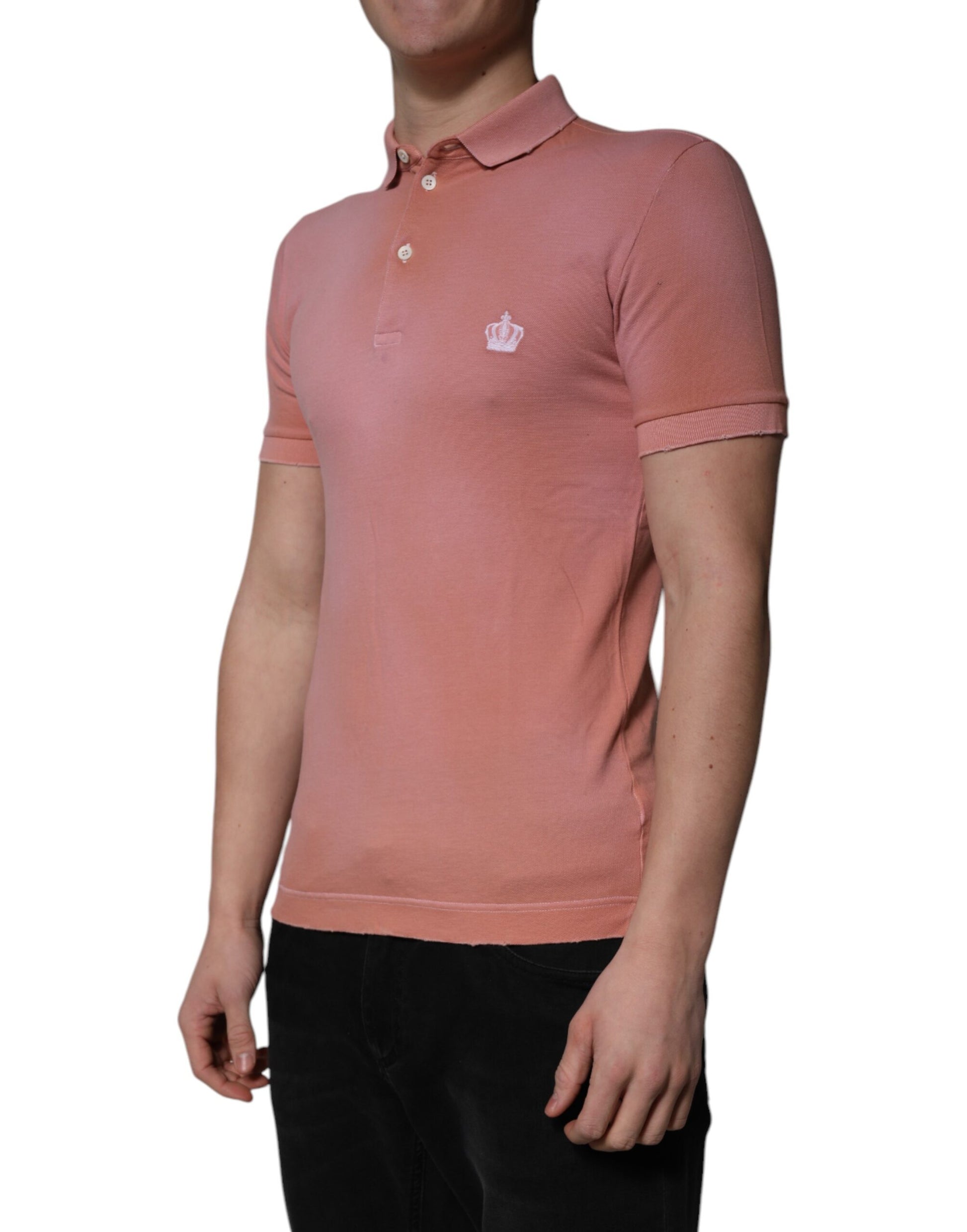 T-shirt polo Dolce & Gabbana en coton rose avec col couronne