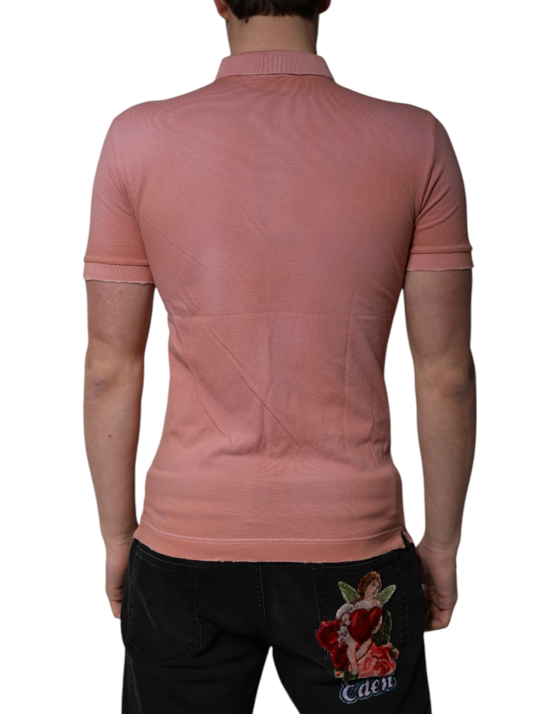 T-shirt polo Dolce & Gabbana en coton rose avec col couronne
