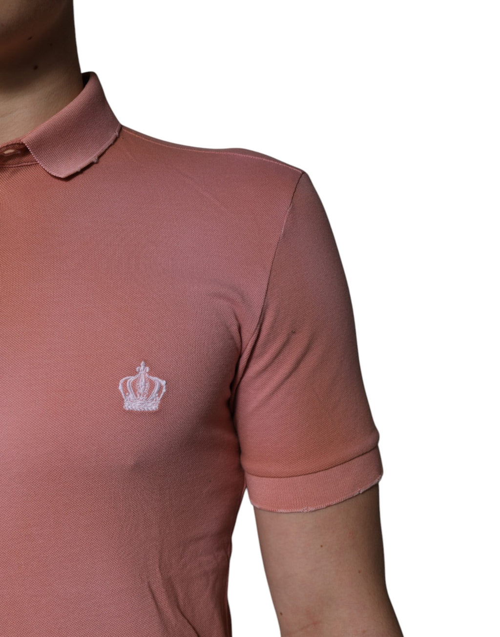 T-shirt polo Dolce & Gabbana en coton rose avec col couronne
