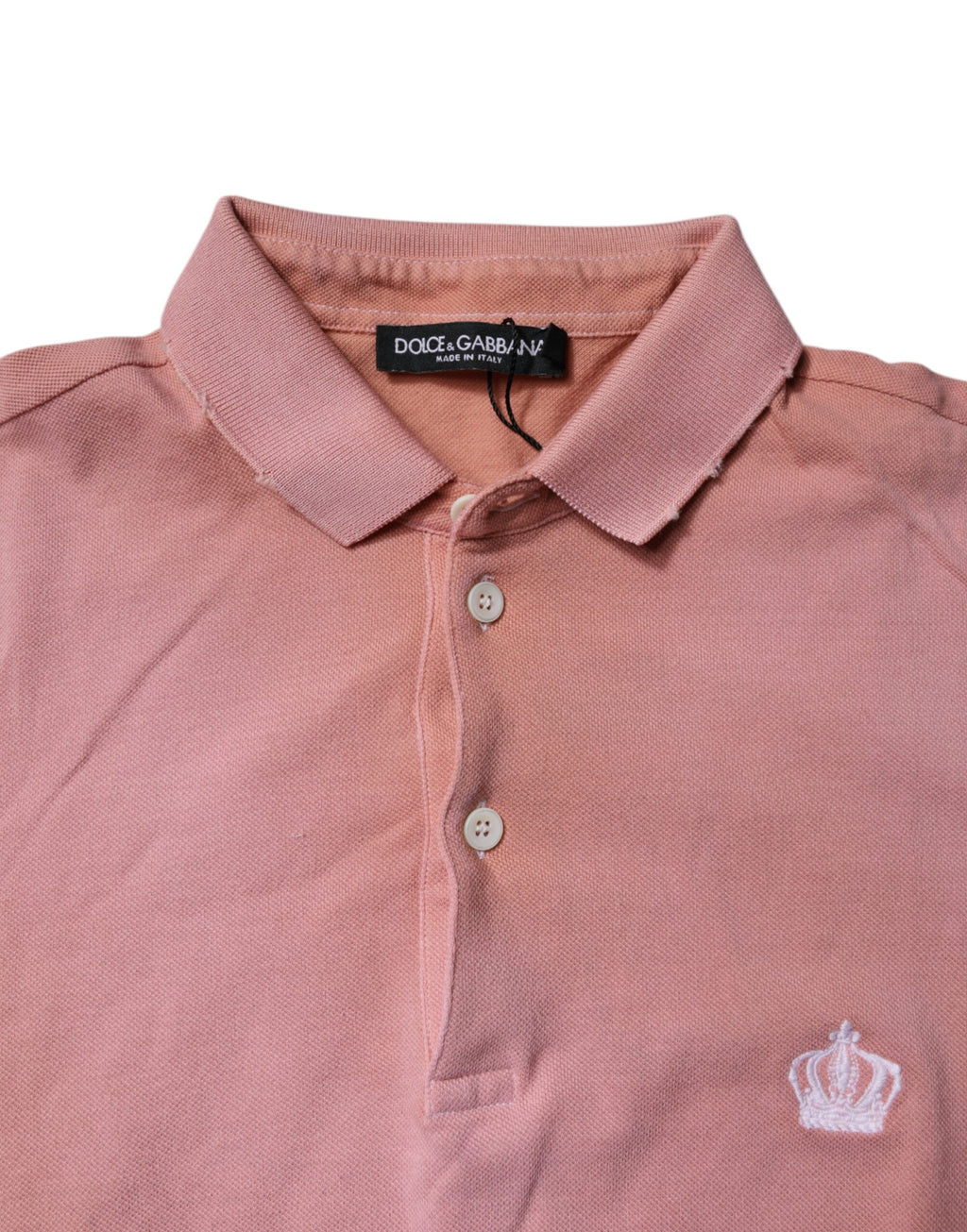 T-shirt polo Dolce & Gabbana en coton rose avec col couronne