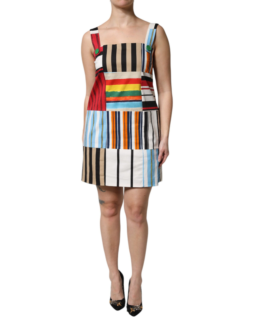 Robe sans manches Dolce & Gabbana en coton rayé multicolore