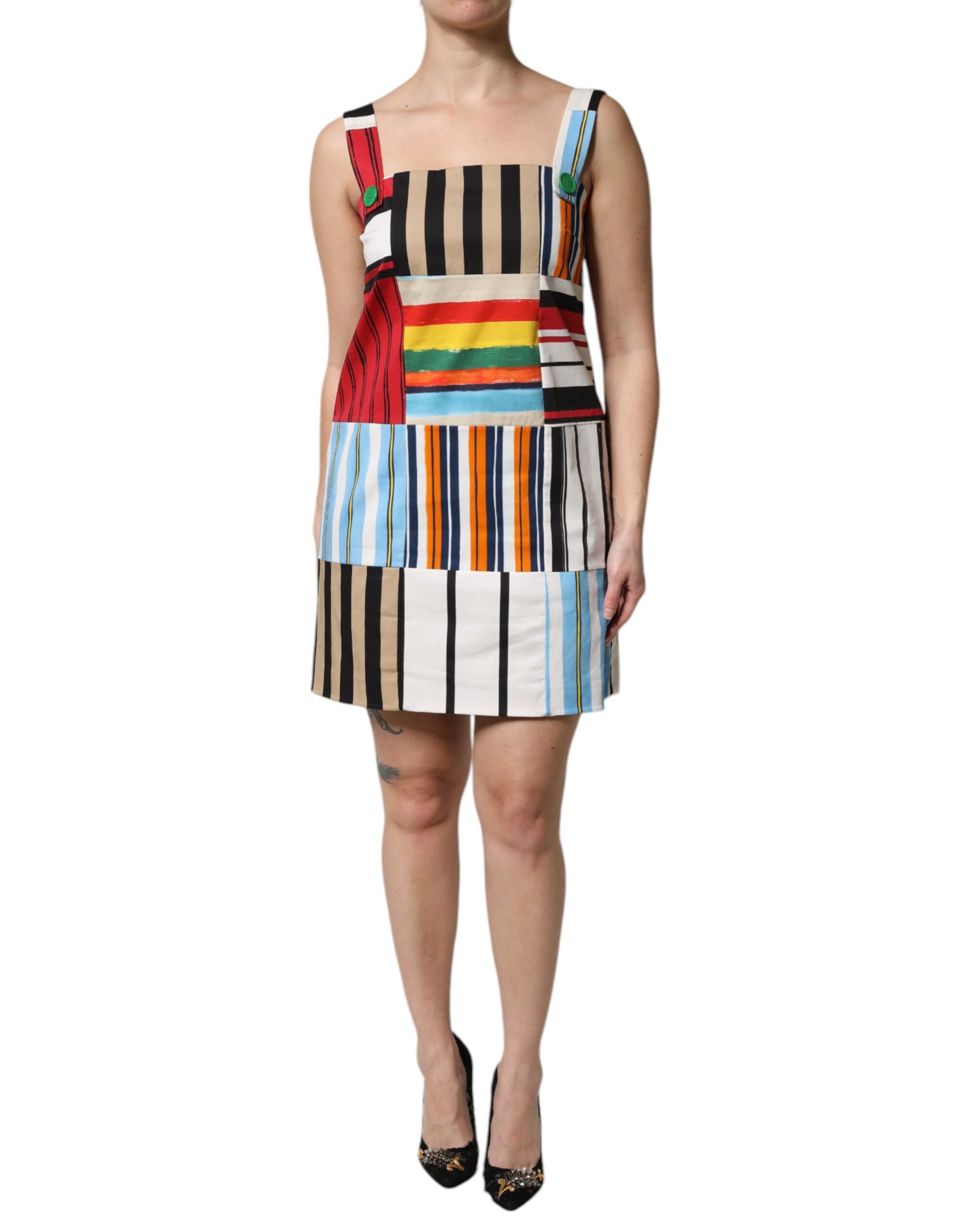 Robe sans manches Dolce & Gabbana en coton rayé multicolore