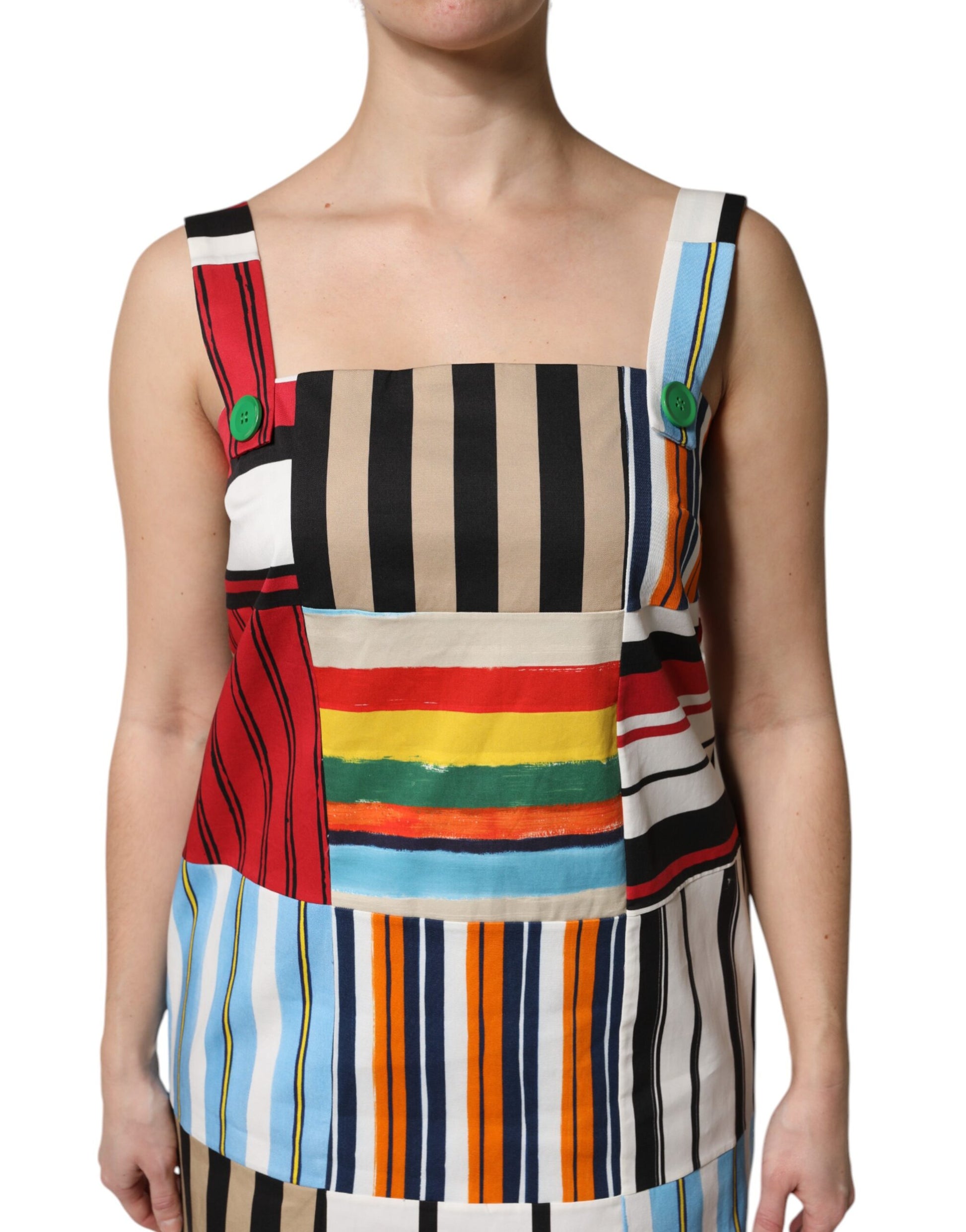 Robe sans manches Dolce & Gabbana en coton rayé multicolore