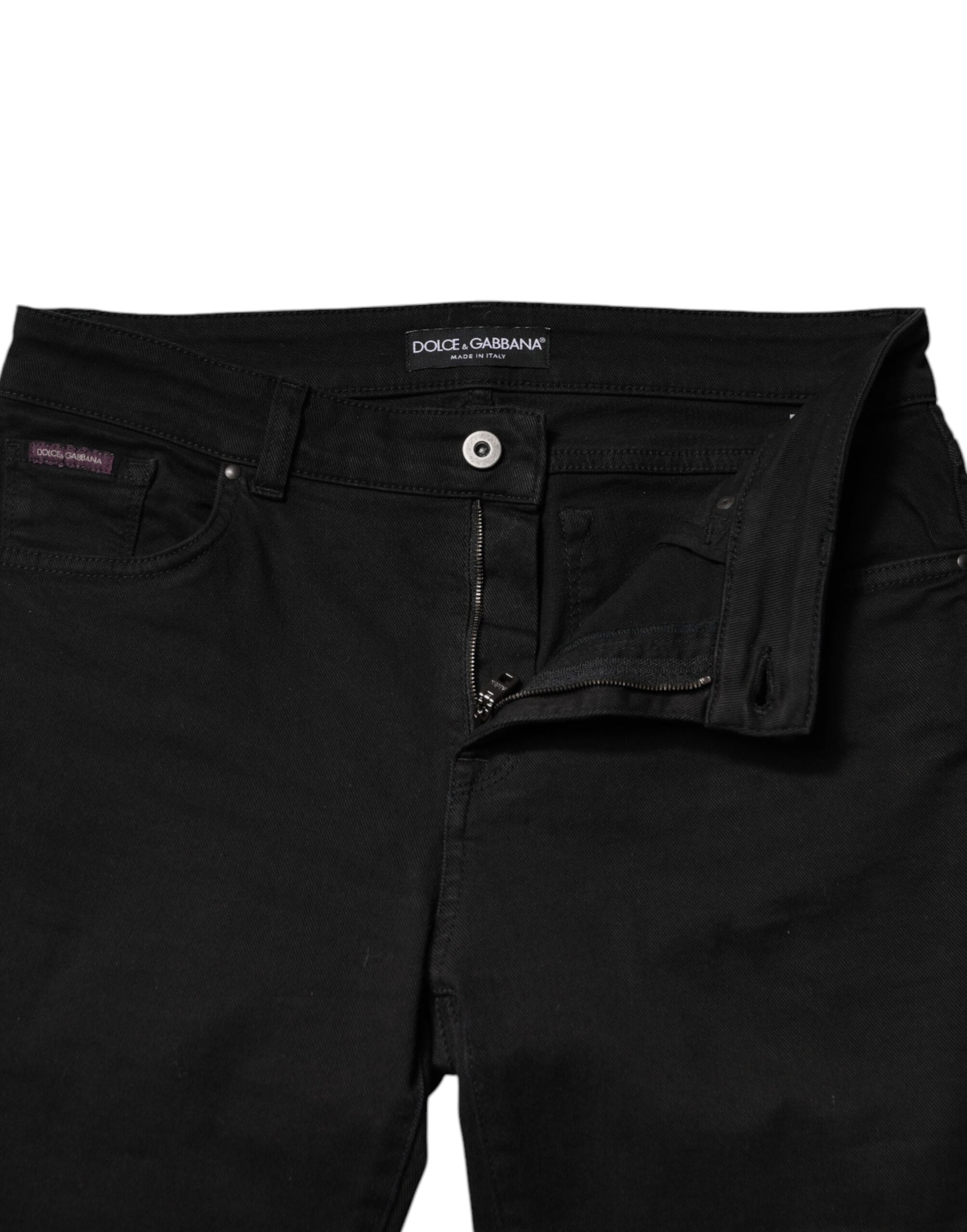 Dolce & Gabbana Black Cotton Mid Waisted Skinny Denim Jeans