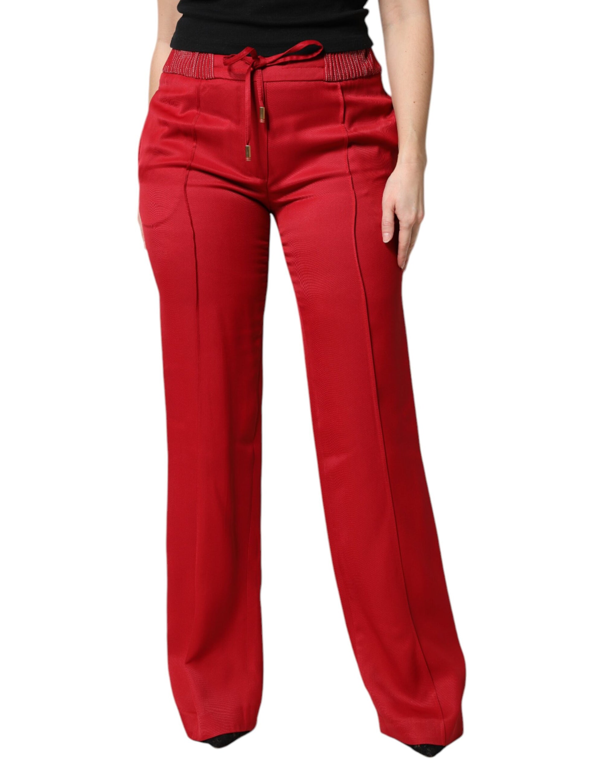 Pantalon droit Dolce & Gabbana rouge en viscose