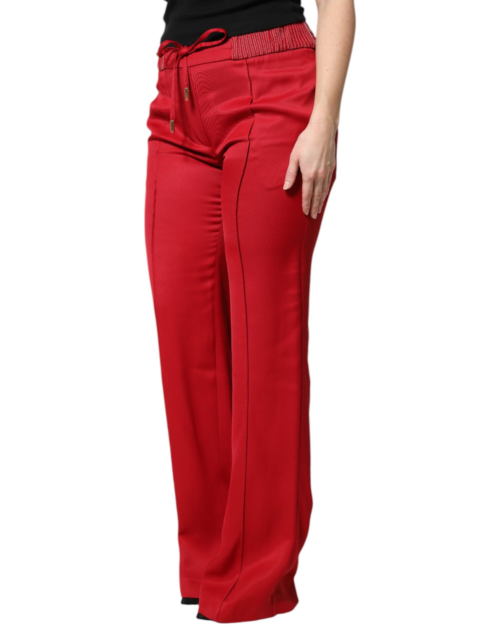 Pantalon droit Dolce & Gabbana rouge en viscose