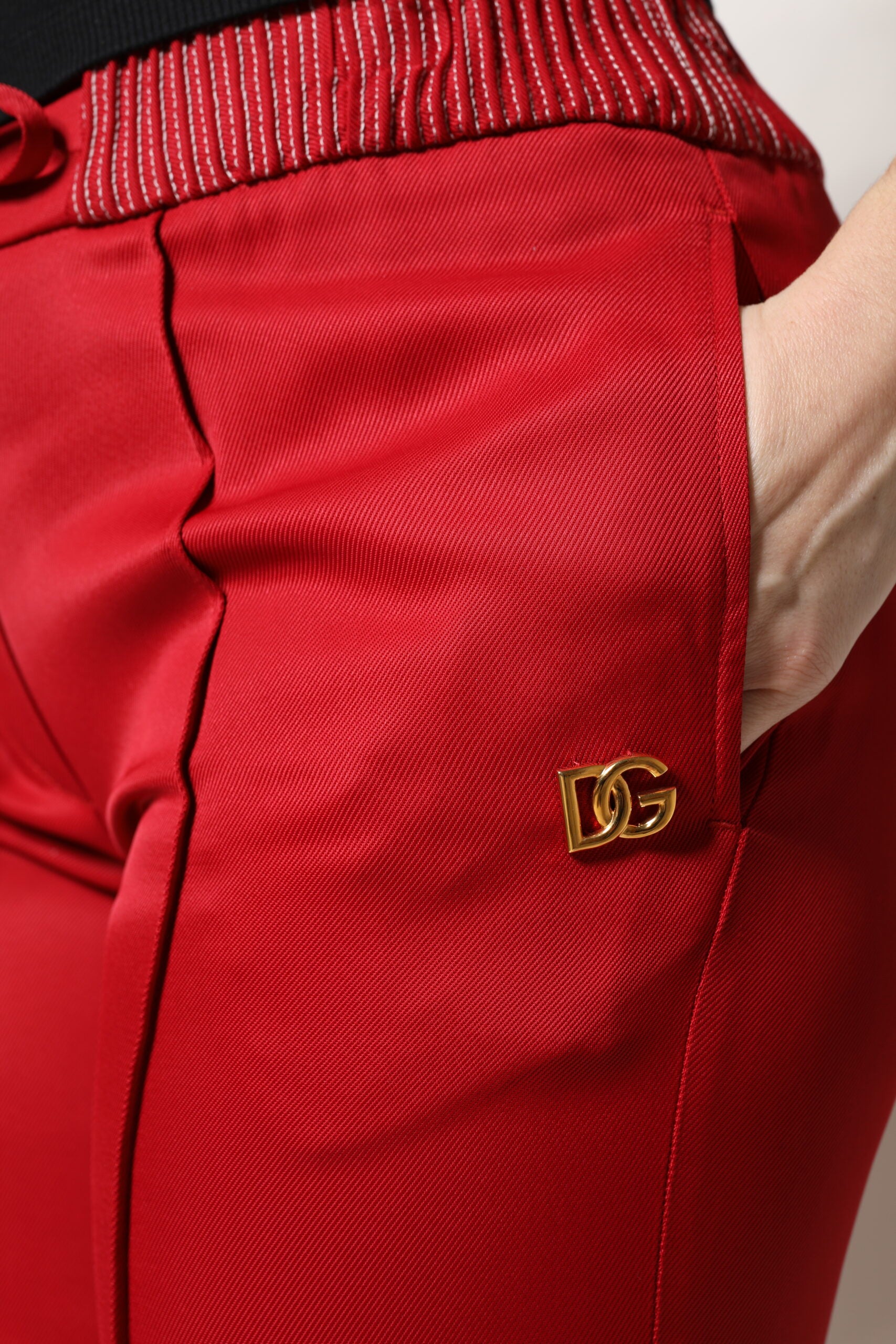 Pantalon droit Dolce & Gabbana rouge en viscose