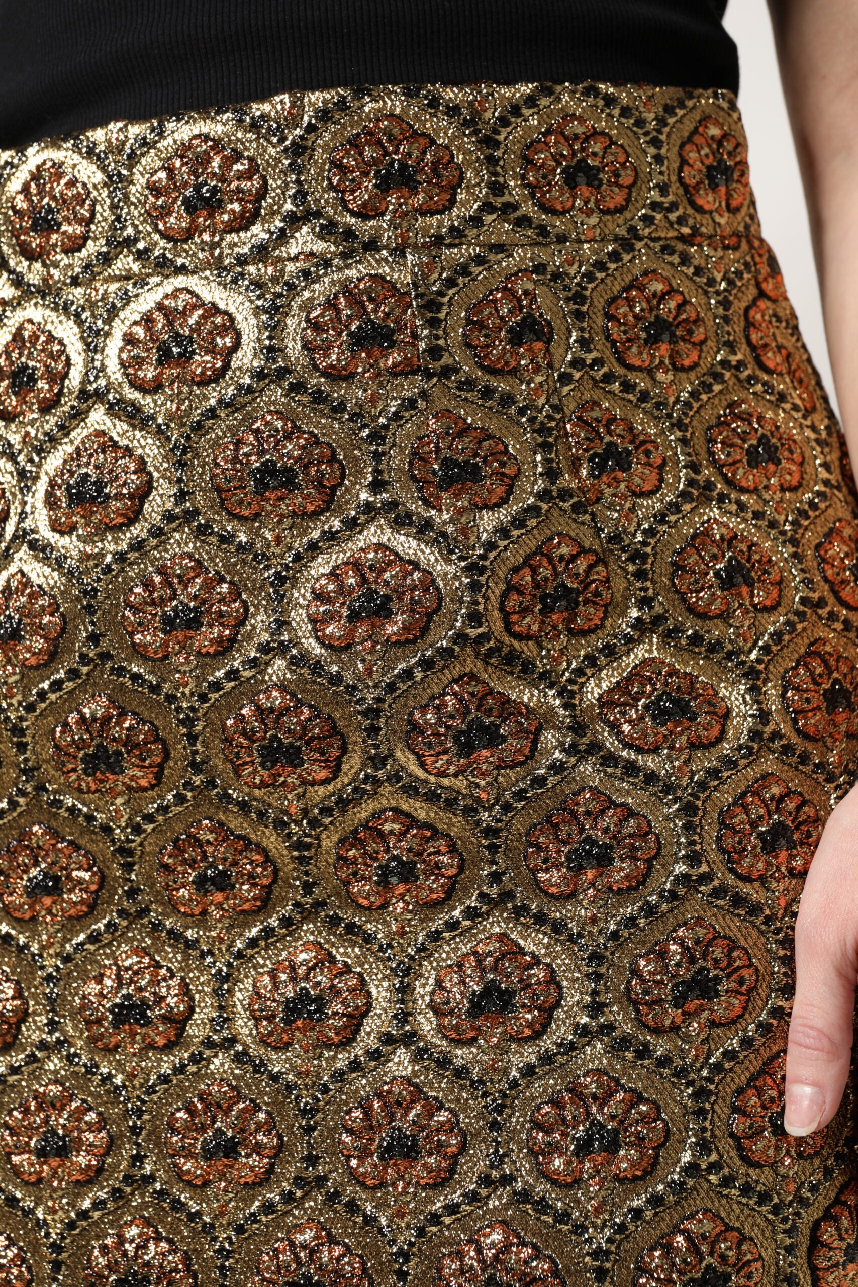 Mini-jupe trapèze Dolce & Gabbana en brocart de polyester marron