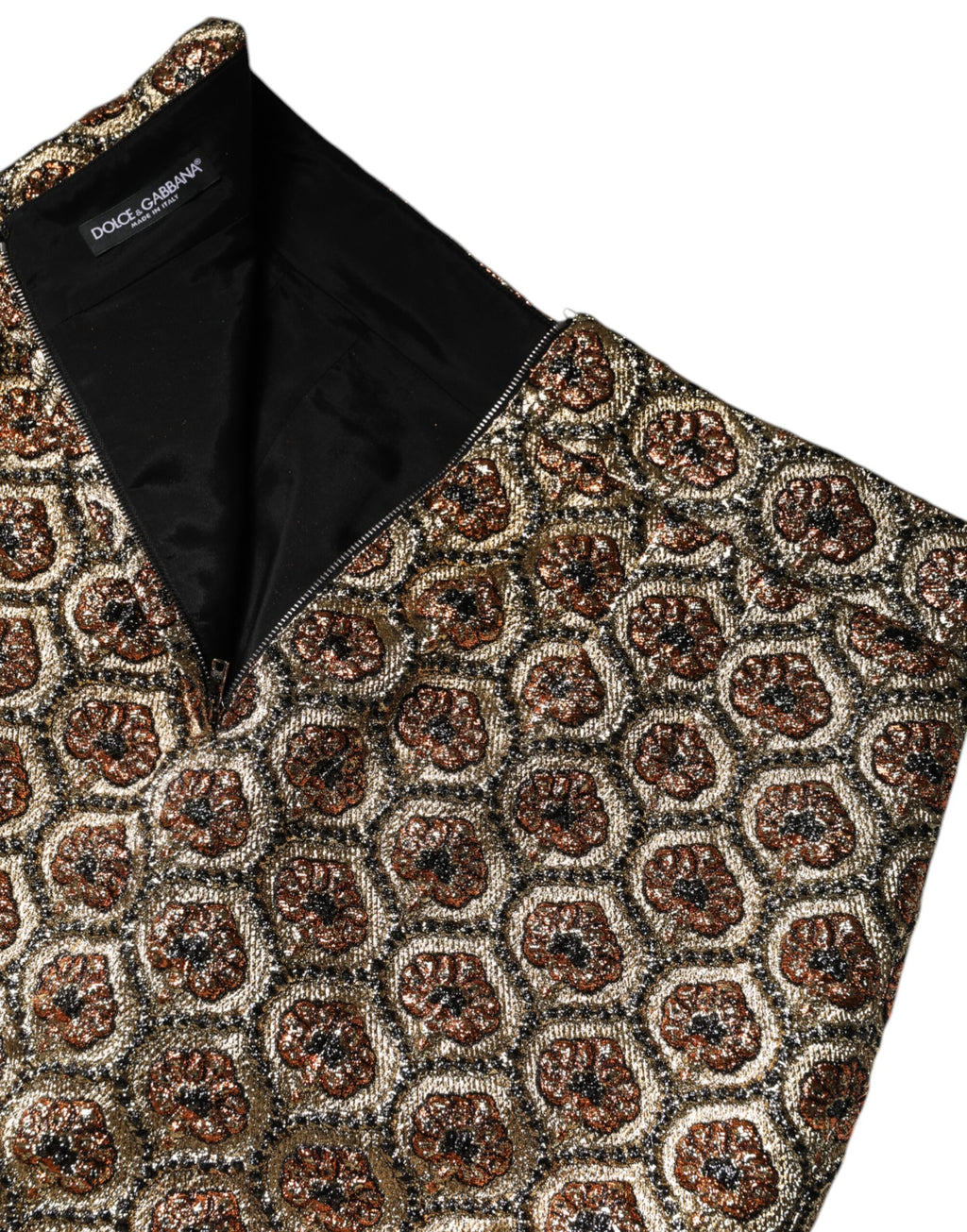 Mini-jupe trapèze Dolce & Gabbana en brocart de polyester marron