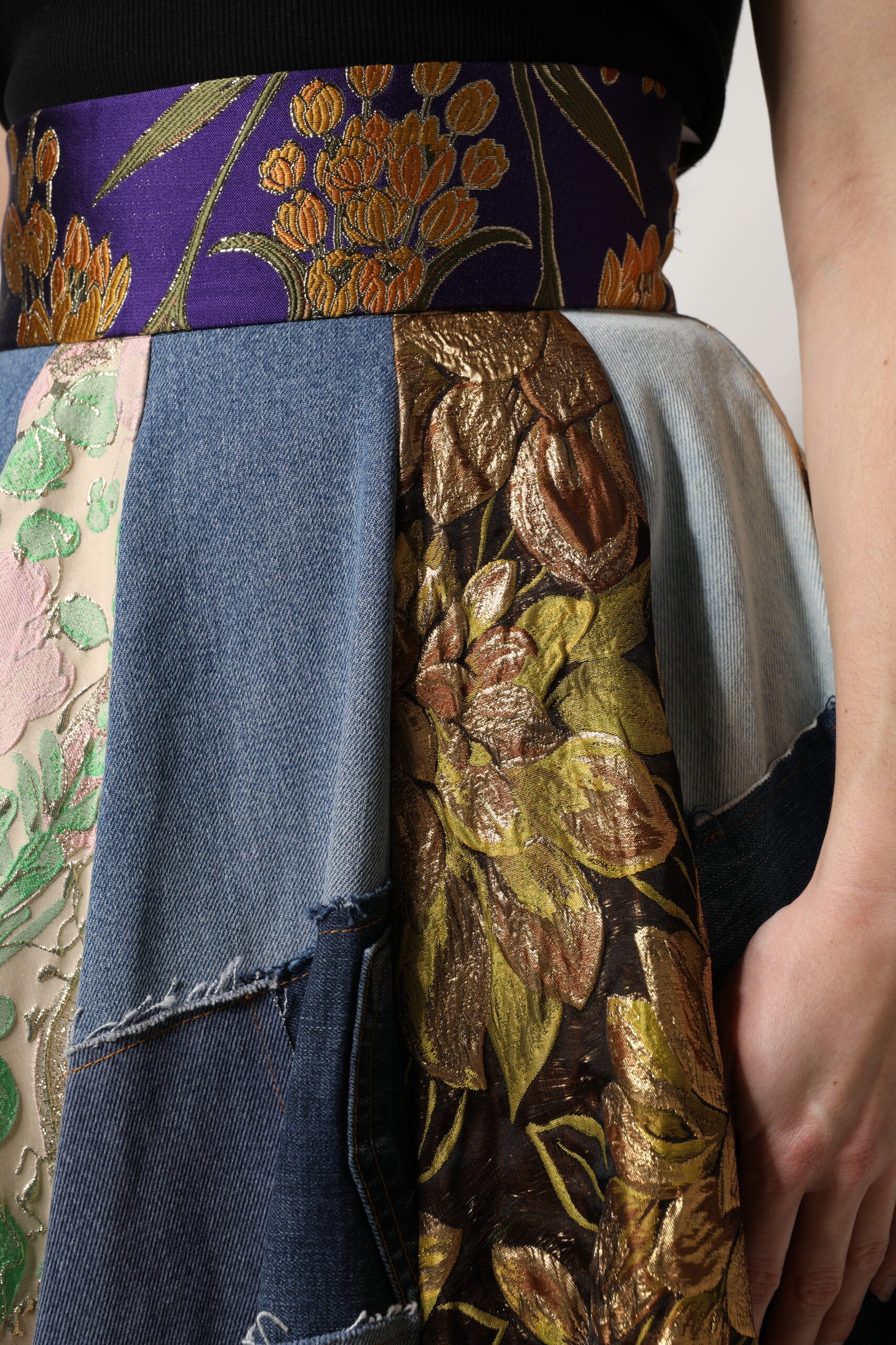 Jupe mi-longue taille haute Dolce & Gabbana multicolore à imprimé patchwork