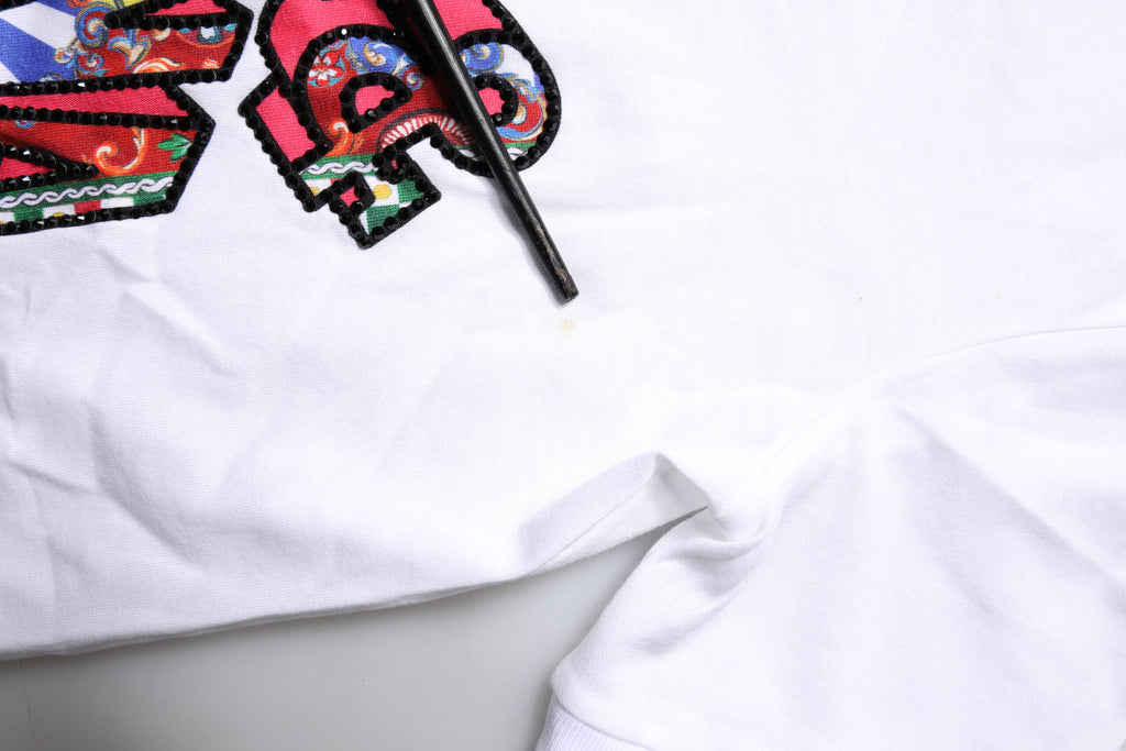 T-shirt Dolce & Gabbana blanc en coton à col rond et logo imprimé
