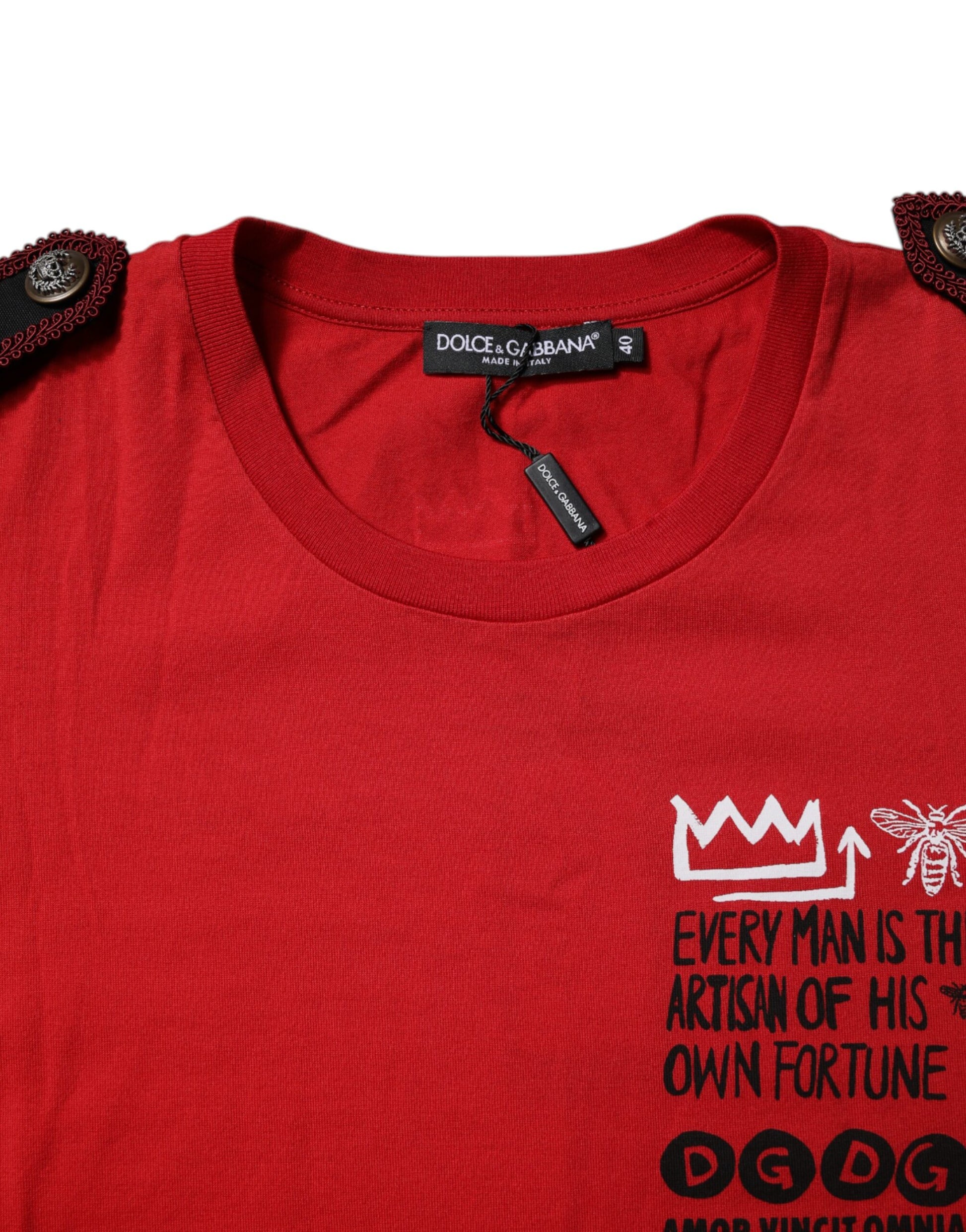 T-shirt ras du cou Dolce & Gabbana en coton rouge à imprimé graphique