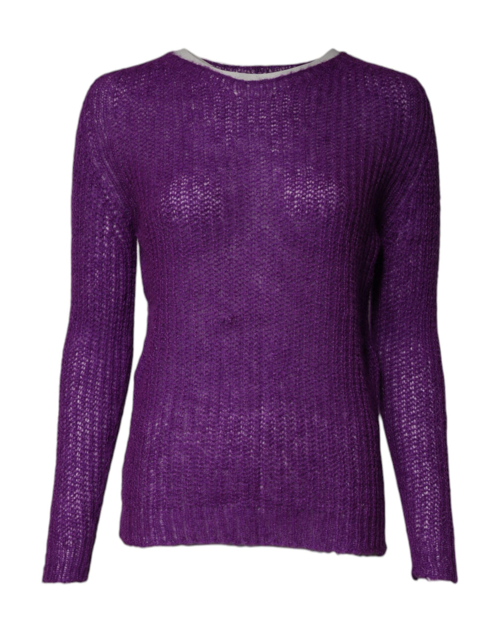 PINK MEMORIES Pull Violet Tricoté Manches Longues Col Rond