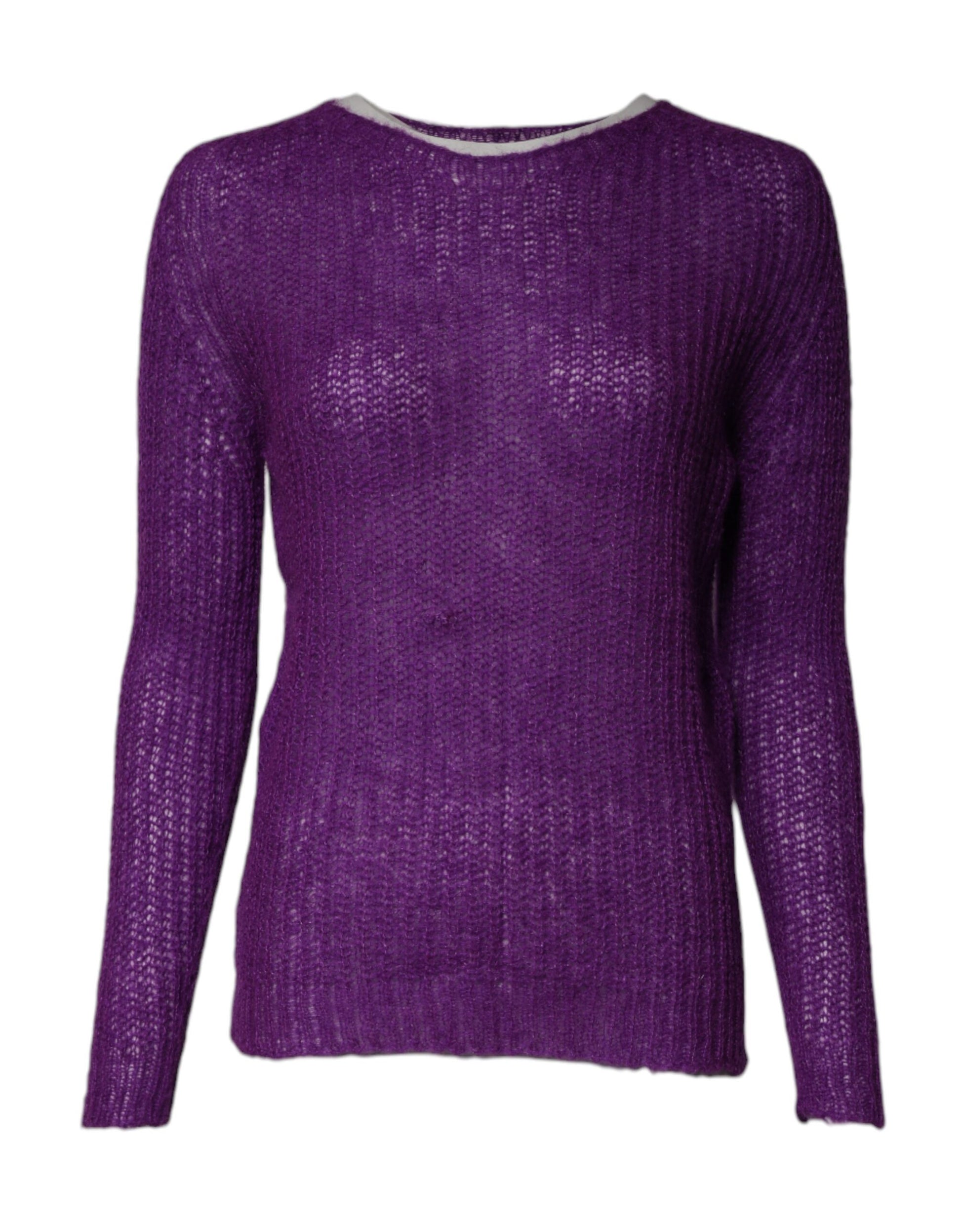 PINK MEMORIES Pull Violet Tricoté Manches Longues Col Rond