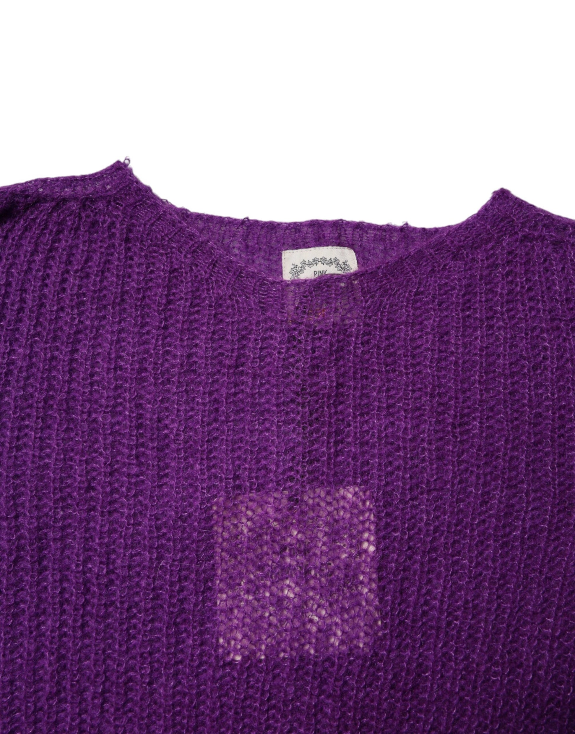 PINK MEMORIES Pull Violet Tricoté Manches Longues Col Rond