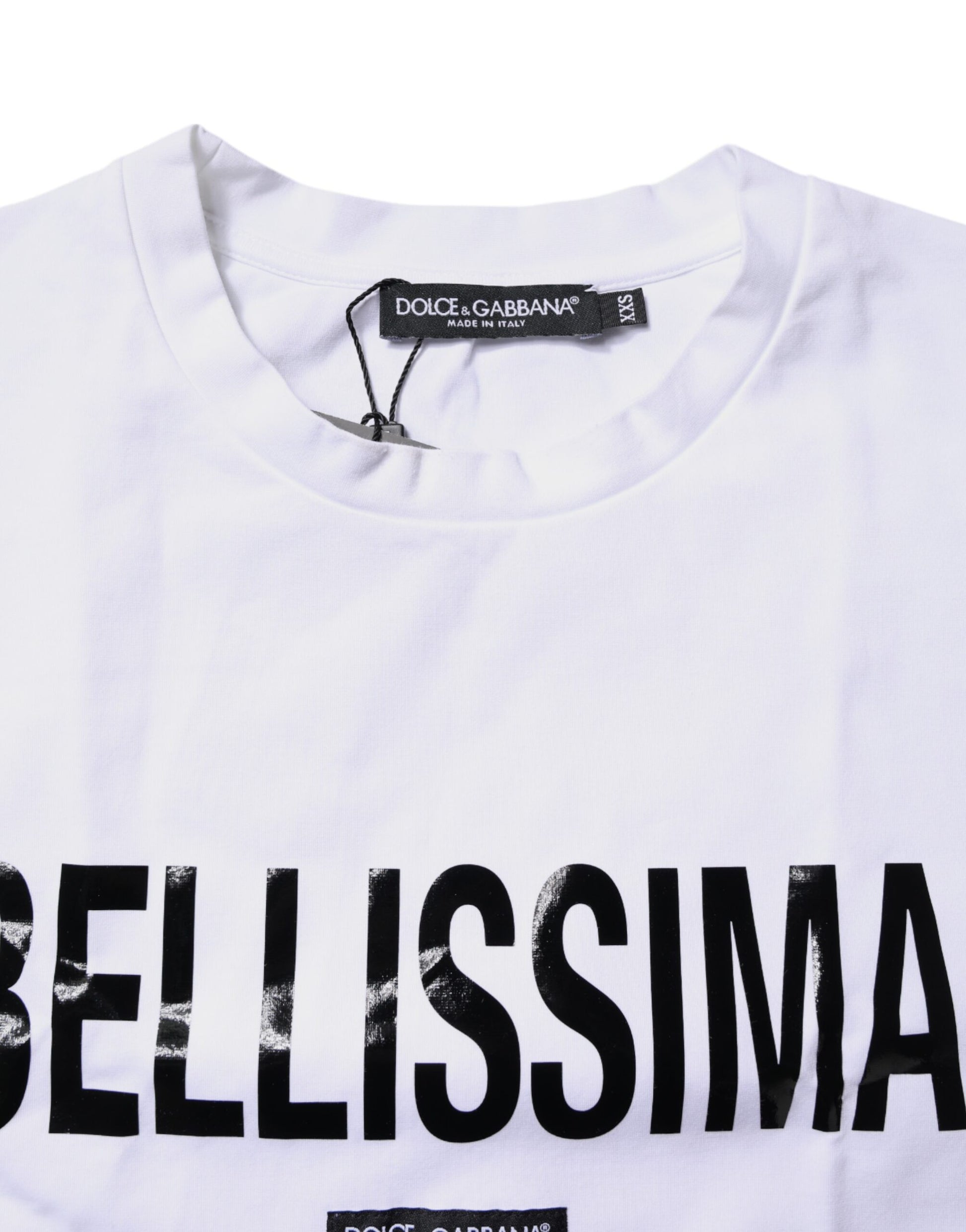 T-shirt Dolce & Gabbana Bellissima en coton blanc à col rond