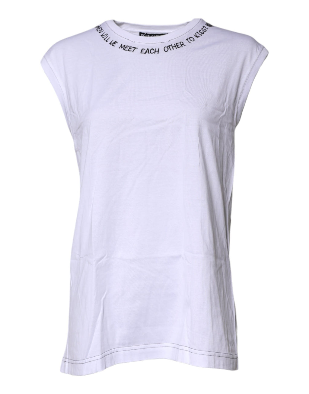T-shirt débardeur sans manches imprimé en coton blanc Dolce & Gabbana