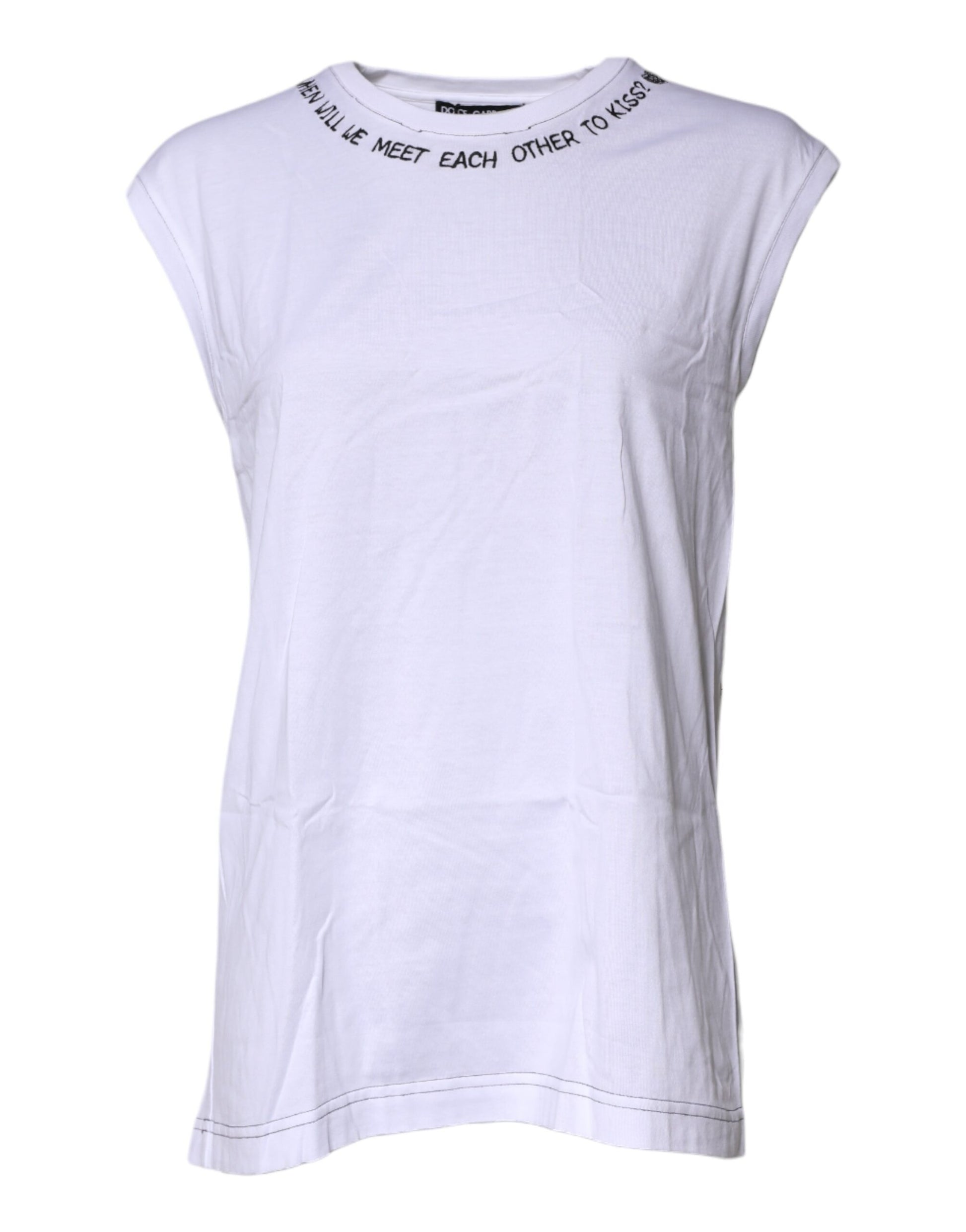 T-shirt débardeur sans manches imprimé en coton blanc Dolce & Gabbana
