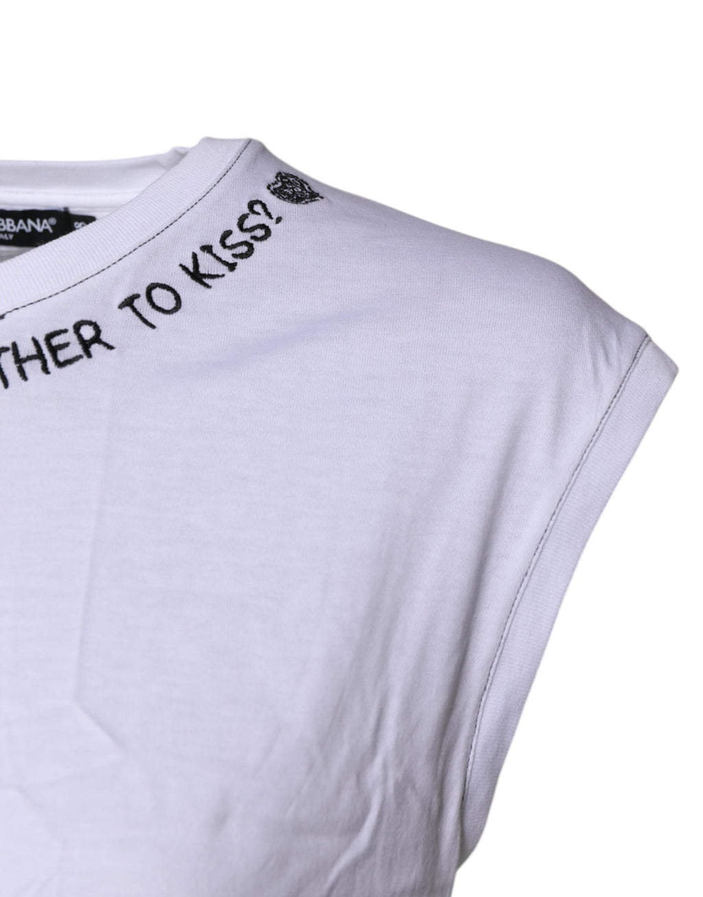 T-shirt débardeur sans manches imprimé en coton blanc Dolce & Gabbana