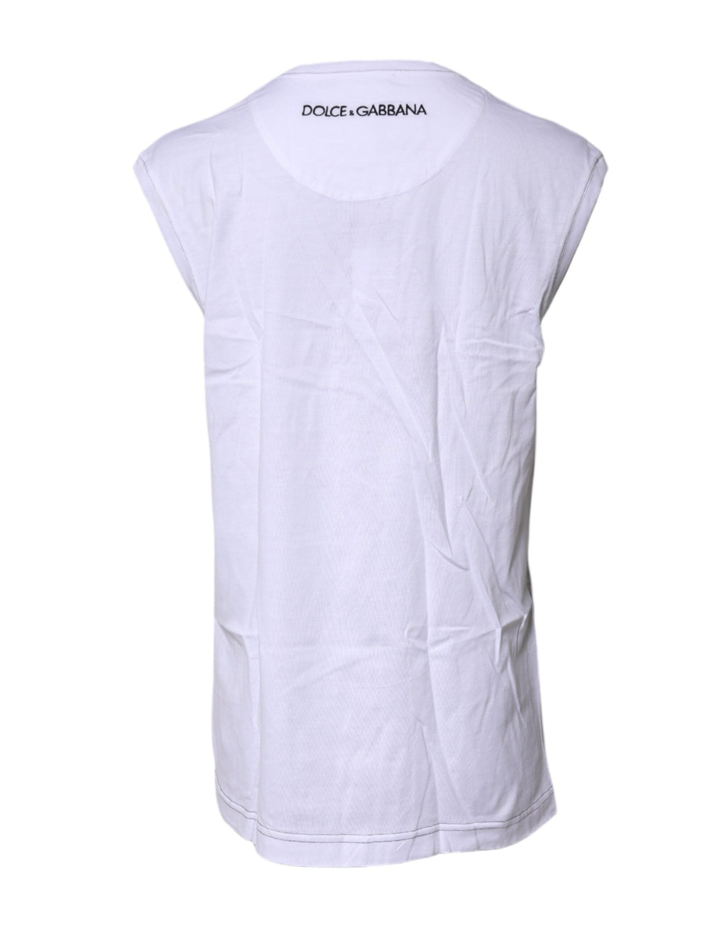 T-shirt débardeur sans manches imprimé en coton blanc Dolce & Gabbana