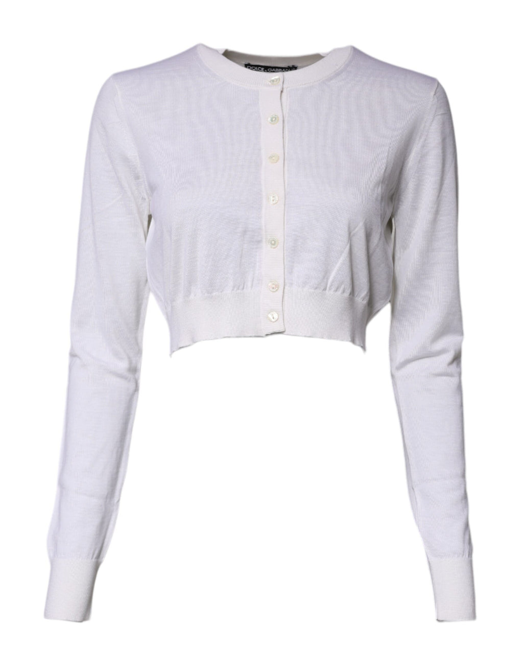Cardigan court en maille de cachemire crème Dolce & Gabbana