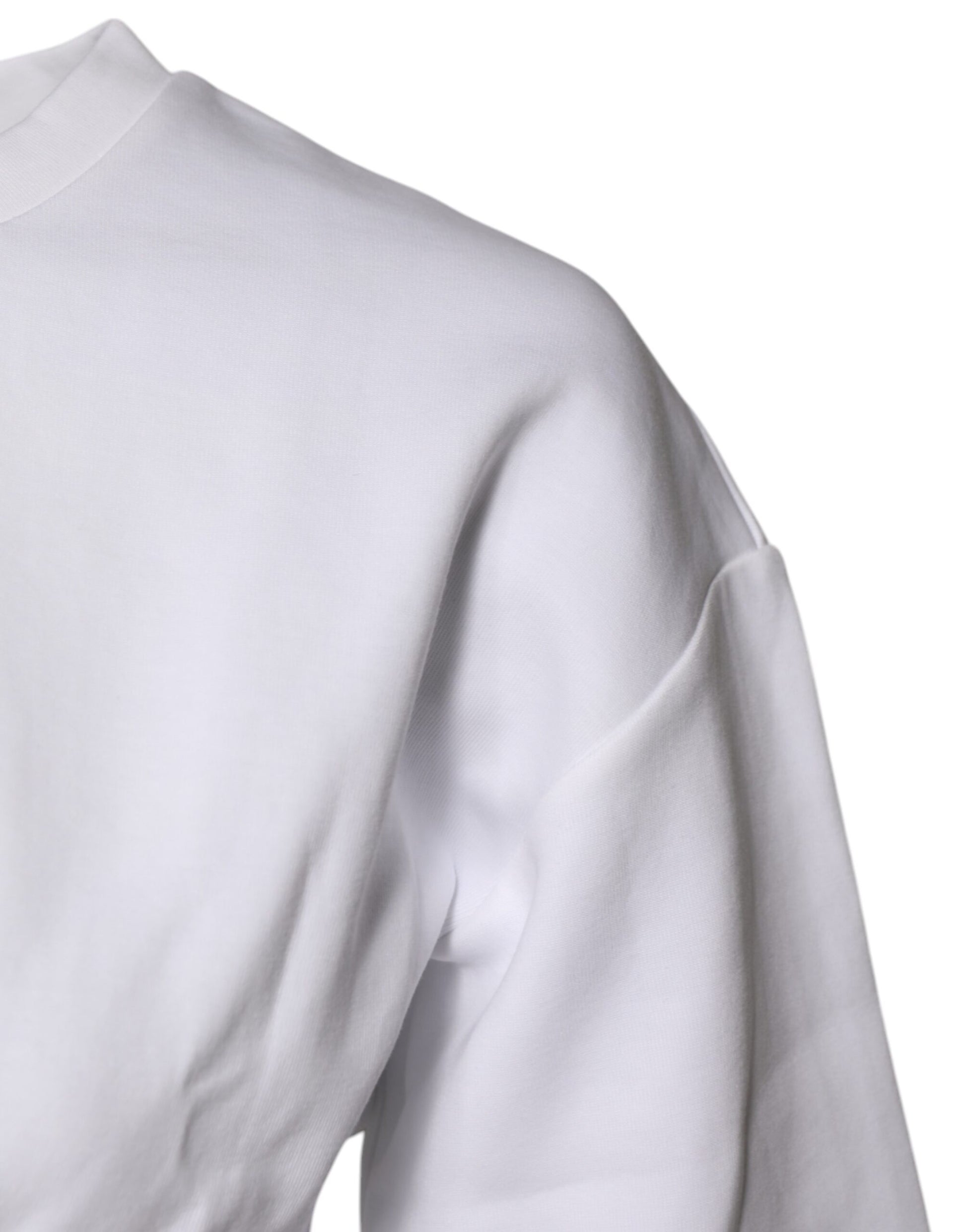 Dolce & Gabbana White Cotton Blend 3/4 Sleeves Blouse Top
