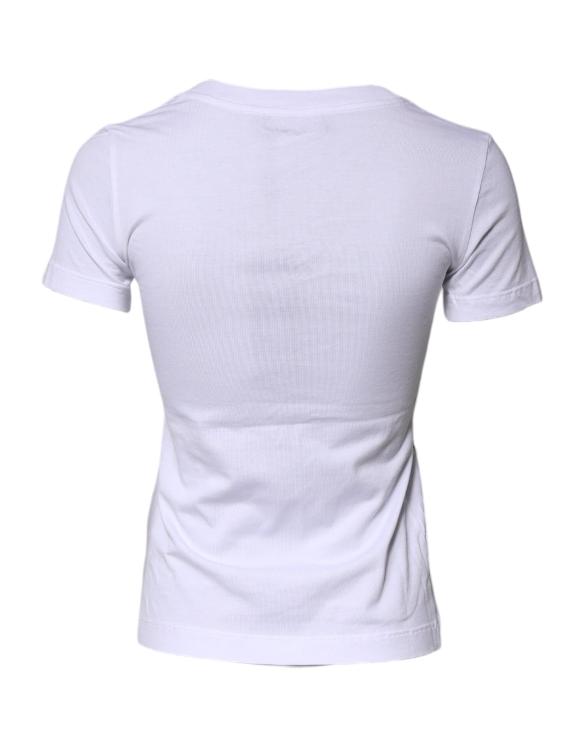 Dolce & Gabbana White Floral Print Cotton Crew Neck T-shirt