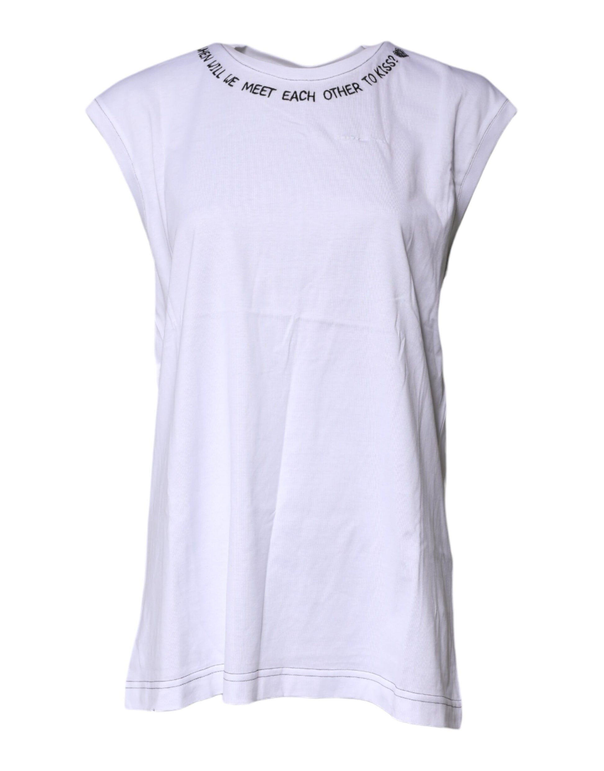 T-shirt débardeur sans manches imprimé en coton blanc Dolce & Gabbana