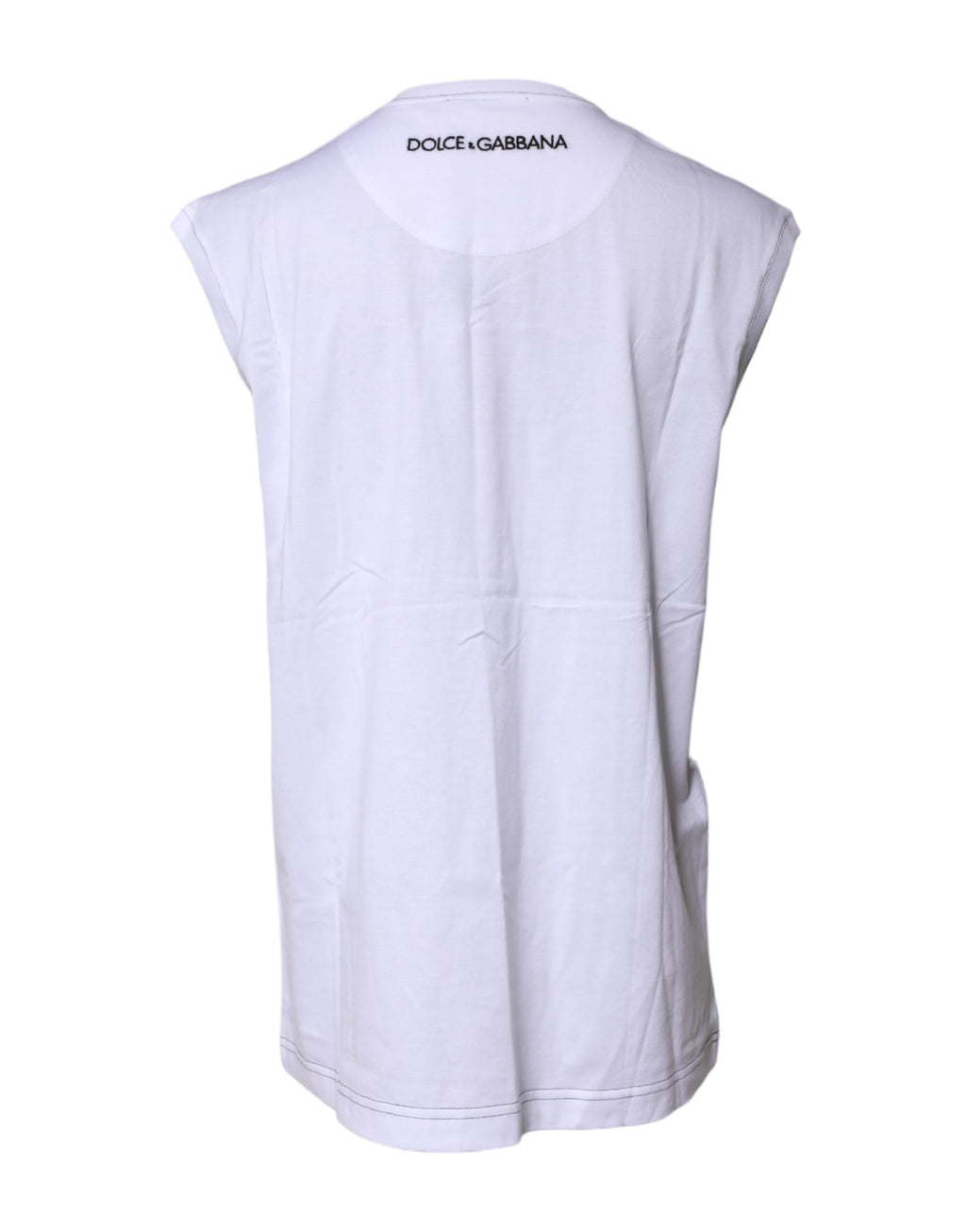 T-shirt débardeur sans manches imprimé en coton blanc Dolce & Gabbana