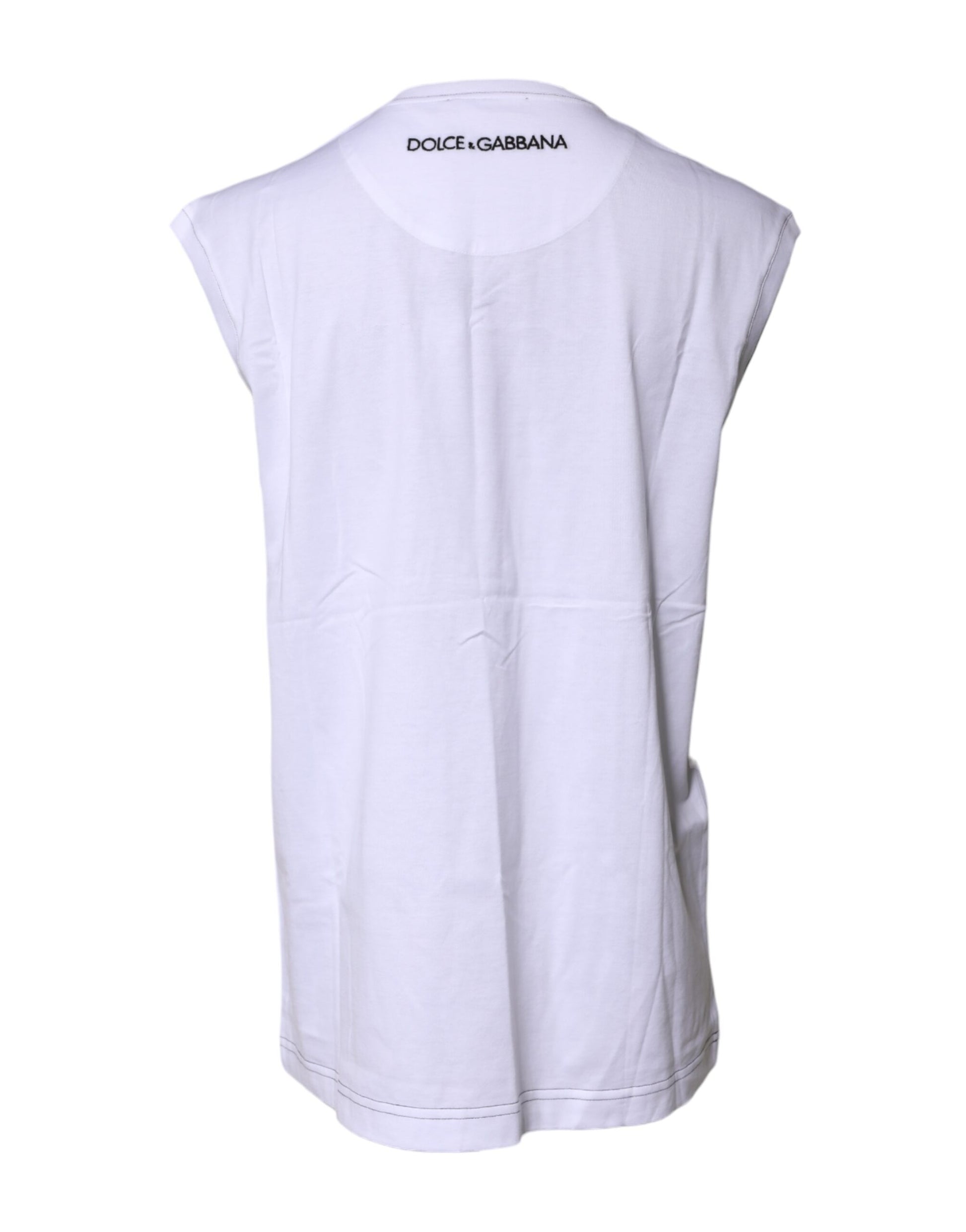 T-shirt débardeur sans manches imprimé en coton blanc Dolce & Gabbana
