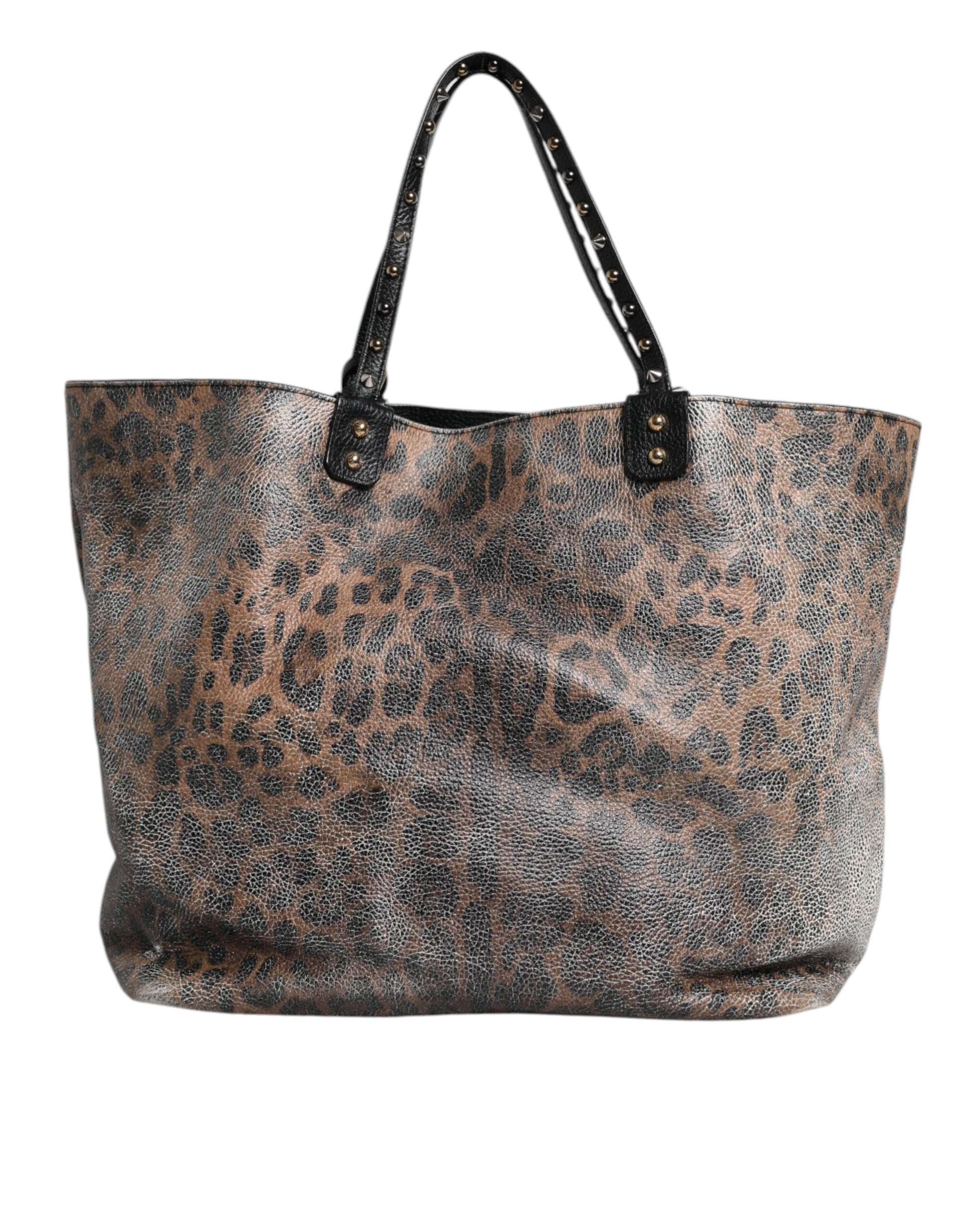 Dolce &amp; Gabbana Braune Tragetasche BEATRICE aus Leder mit Logo-Plakette und Leopardenmuster