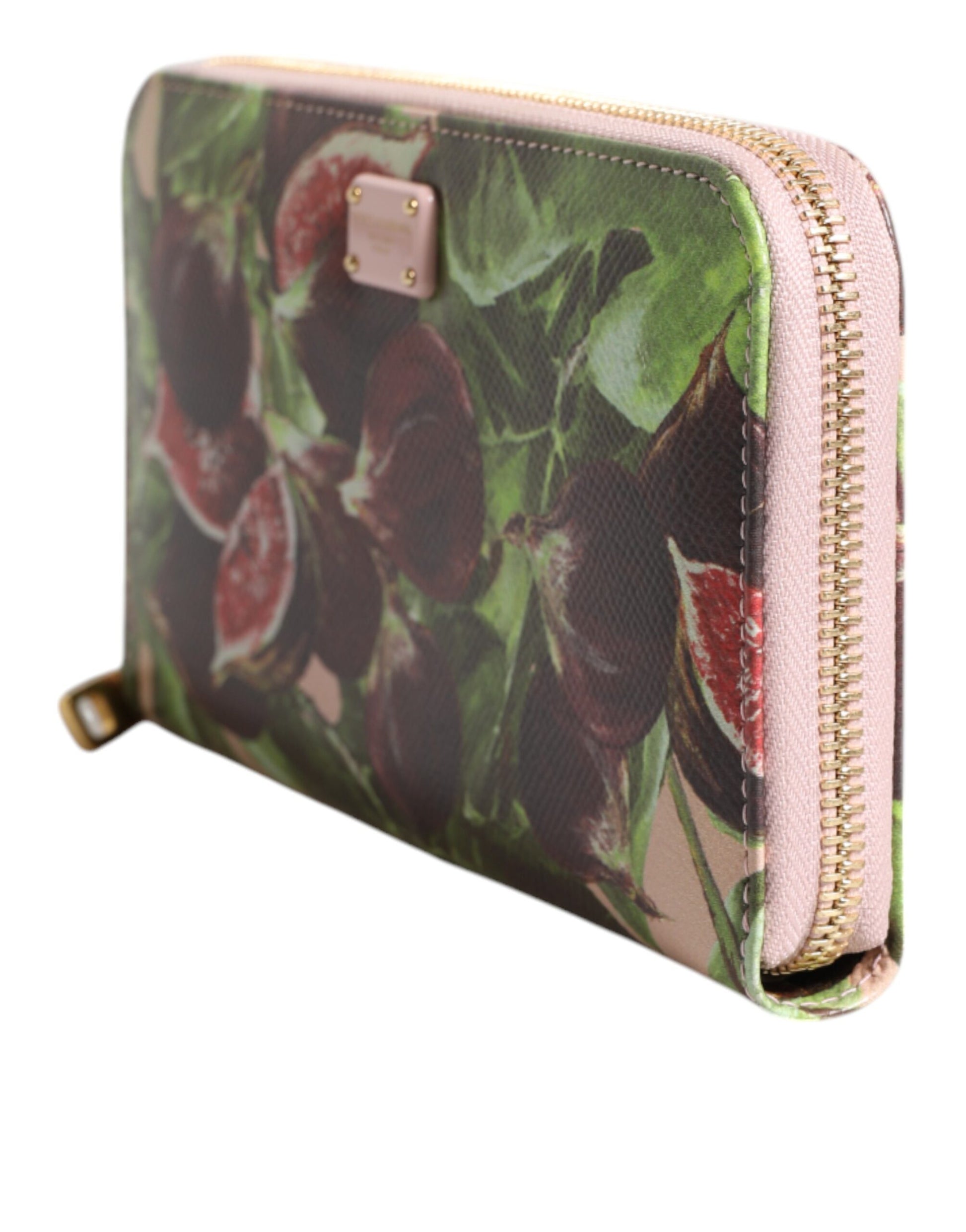 Portefeuille continental zippé en cuir Dauphine, motif fruits et couleur multicolore, Dolce & Gabbana