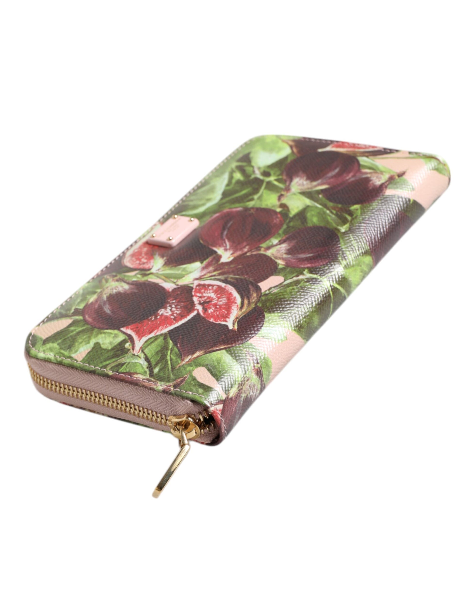 Portefeuille continental zippé en cuir Dauphine, motif fruits et couleur multicolore, Dolce & Gabbana