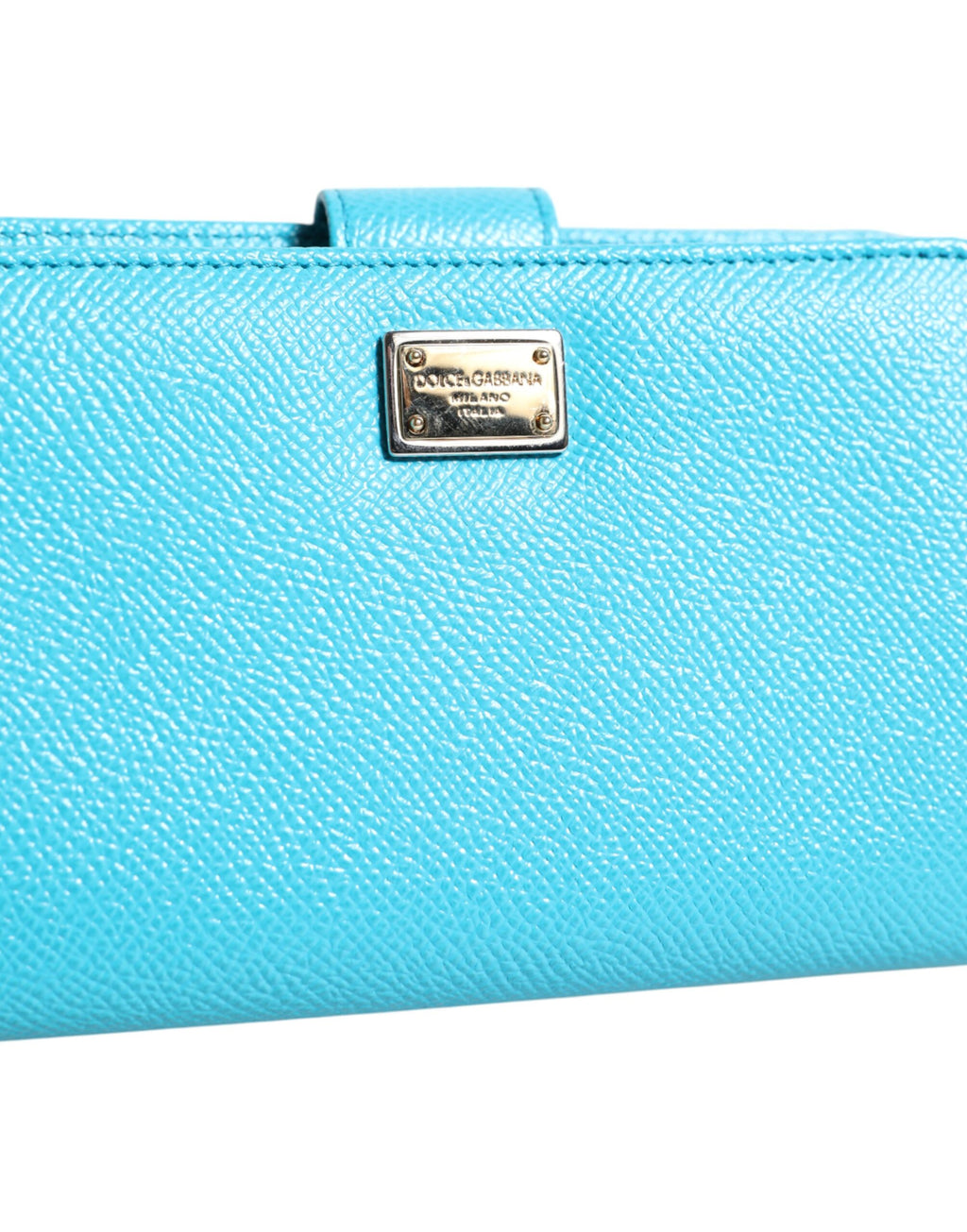 Portefeuille Continental Pliant en Cuir Bleu Clair Dolce & Gabbana
