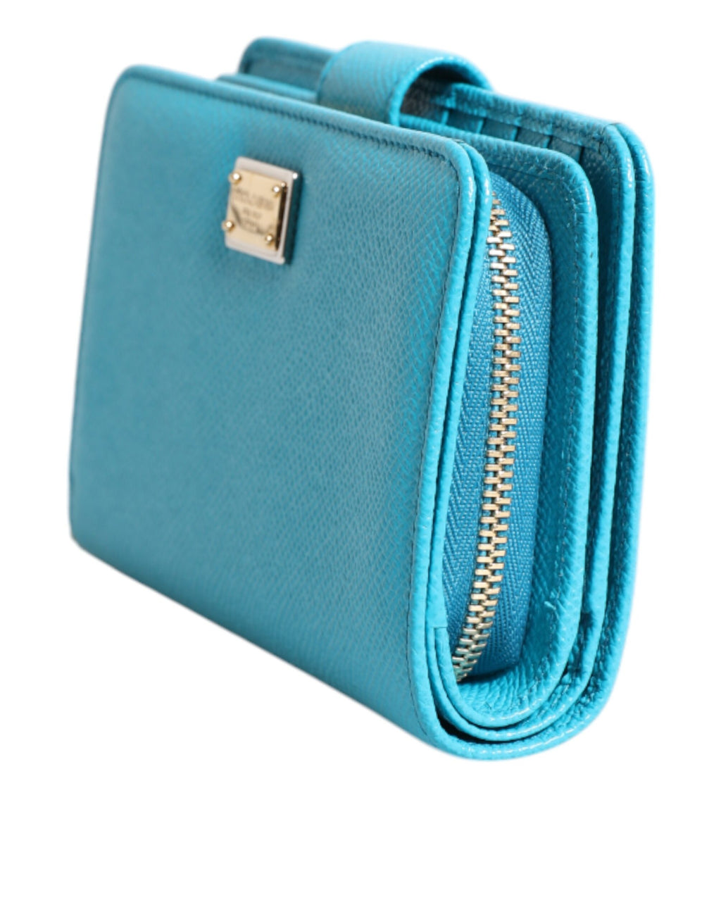 Portefeuille Continental Pliant en Cuir Bleu Clair Dolce & Gabbana
