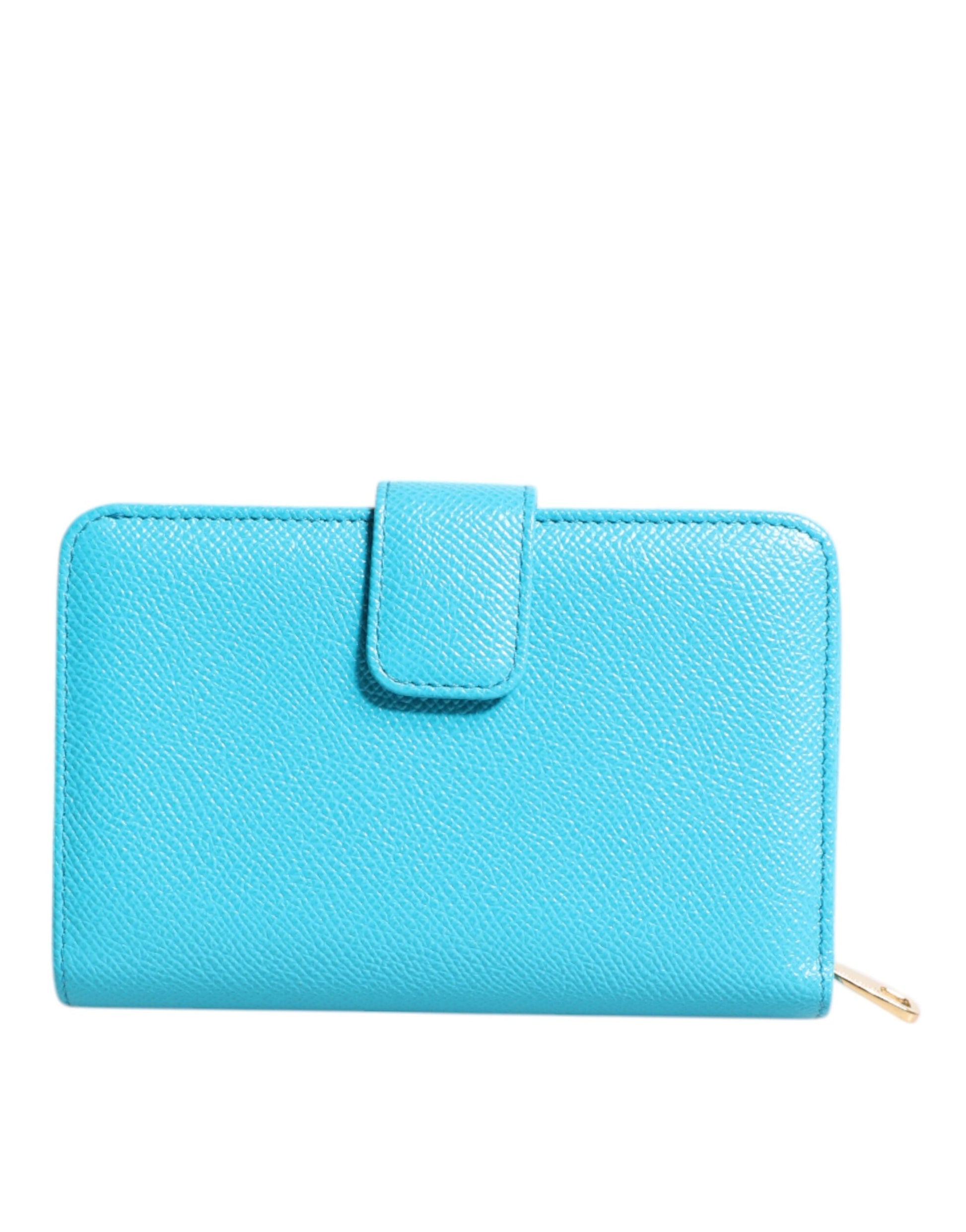Portefeuille Continental Pliant en Cuir Bleu Clair Dolce & Gabbana