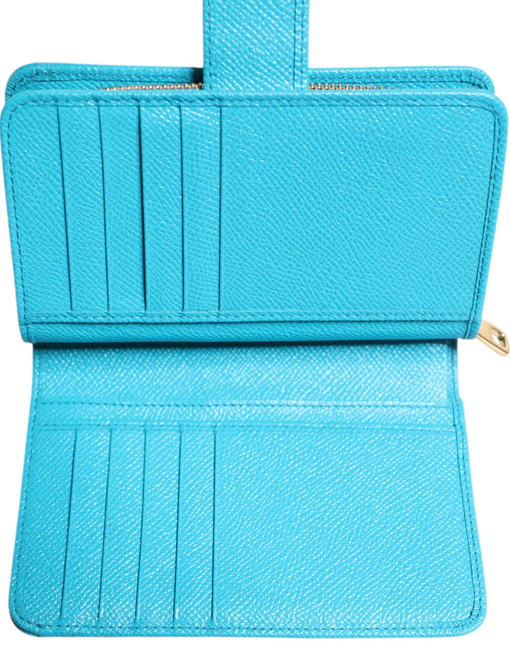 Portefeuille Continental Pliant en Cuir Bleu Clair Dolce & Gabbana